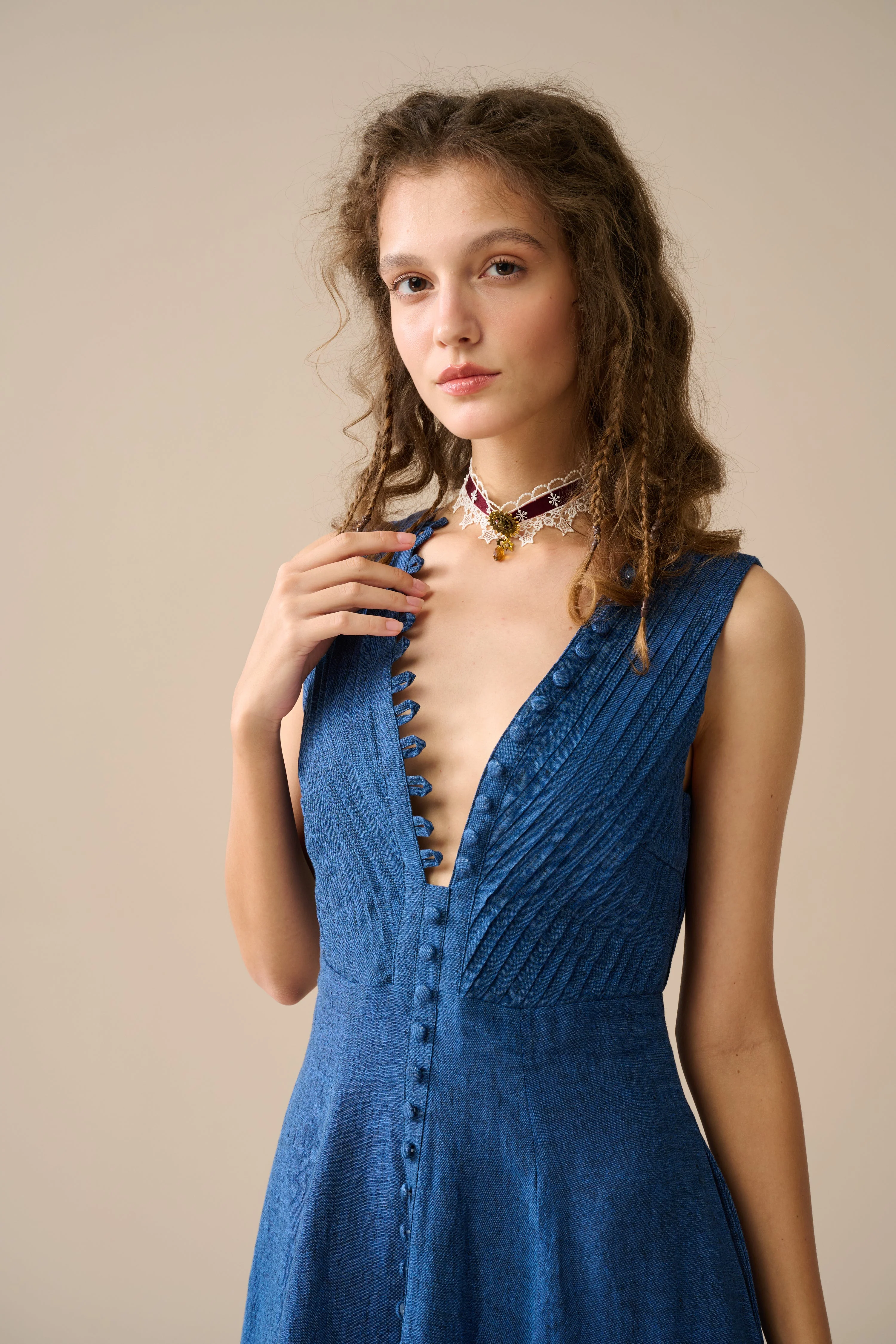 Rebecca 18 | Pleated Maxi Linen Dress - Image 26