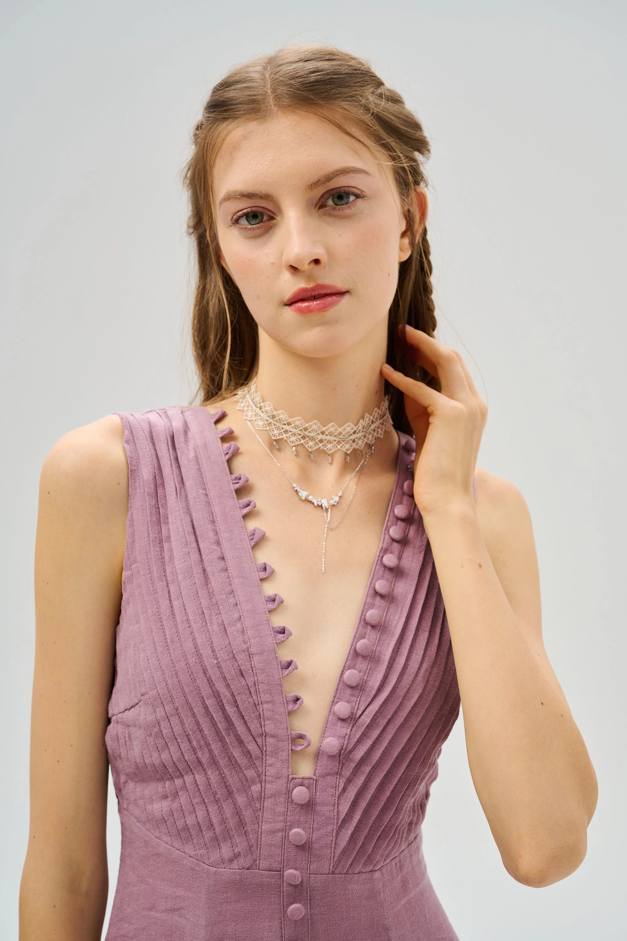 Rebecca 18 | Pleated Maxi Linen Dress - Image 13