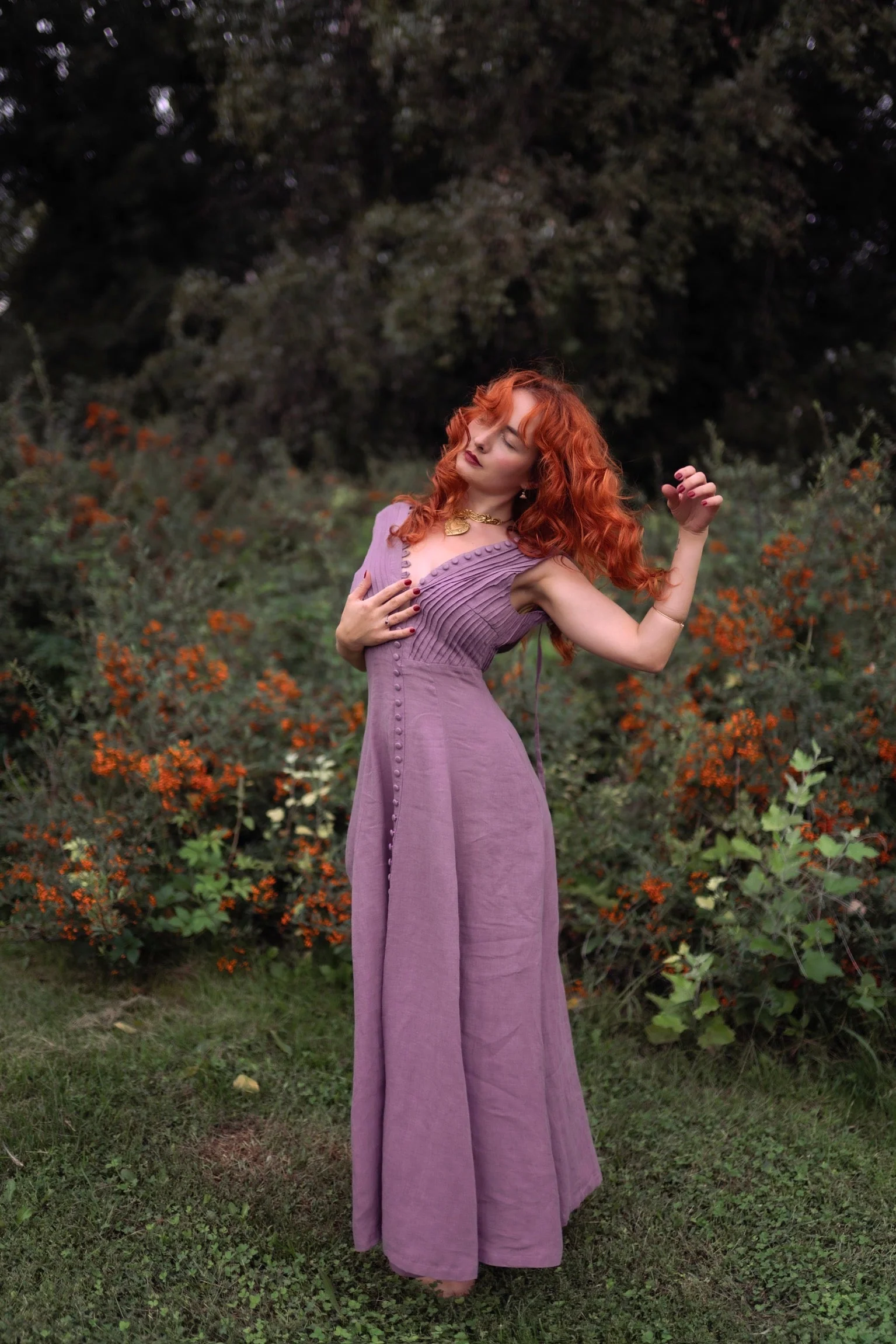 Rebecca 18 | Pleated Maxi Linen Dress - Image 26