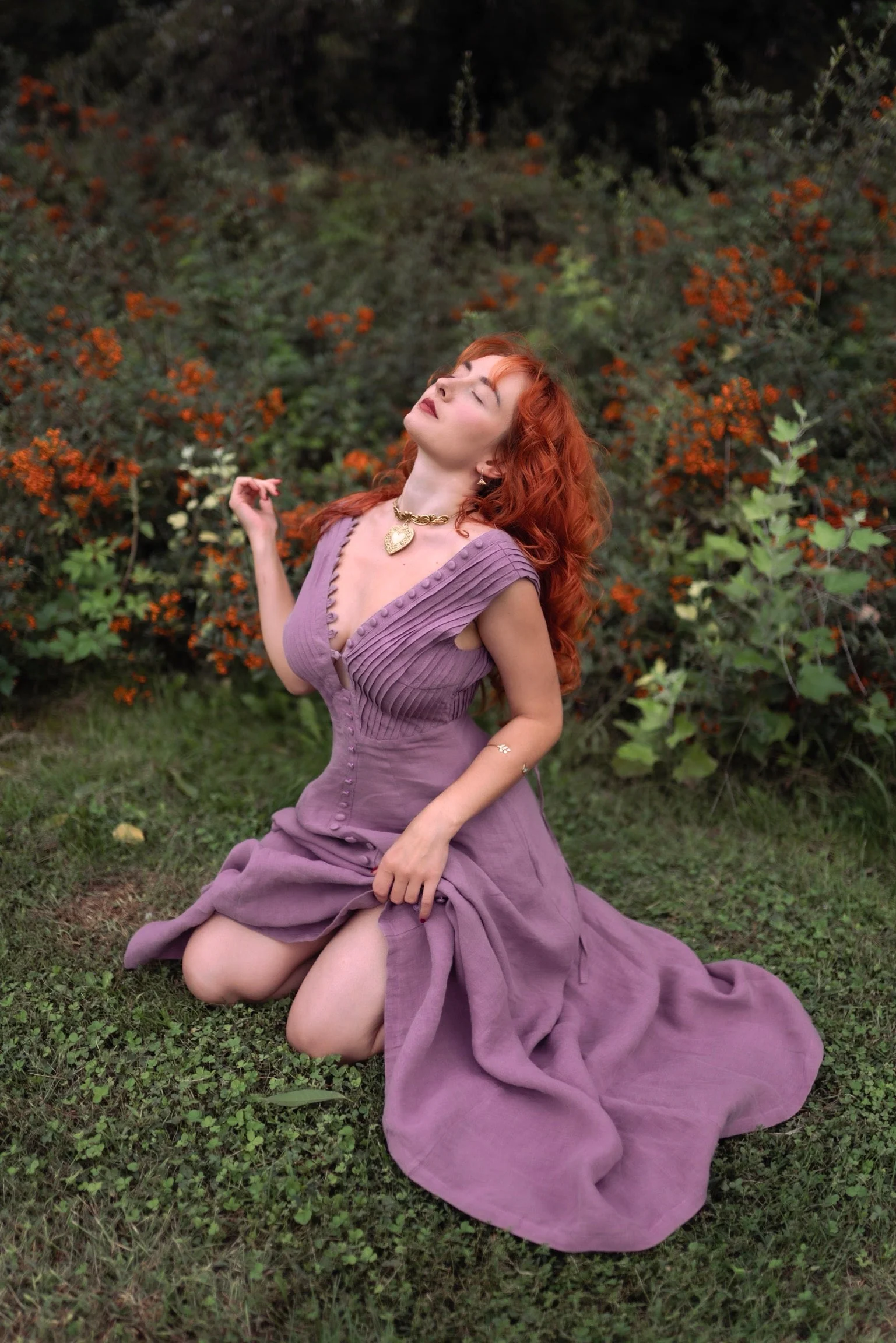 Rebecca 18 | Pleated Maxi Linen Dress - Image 3