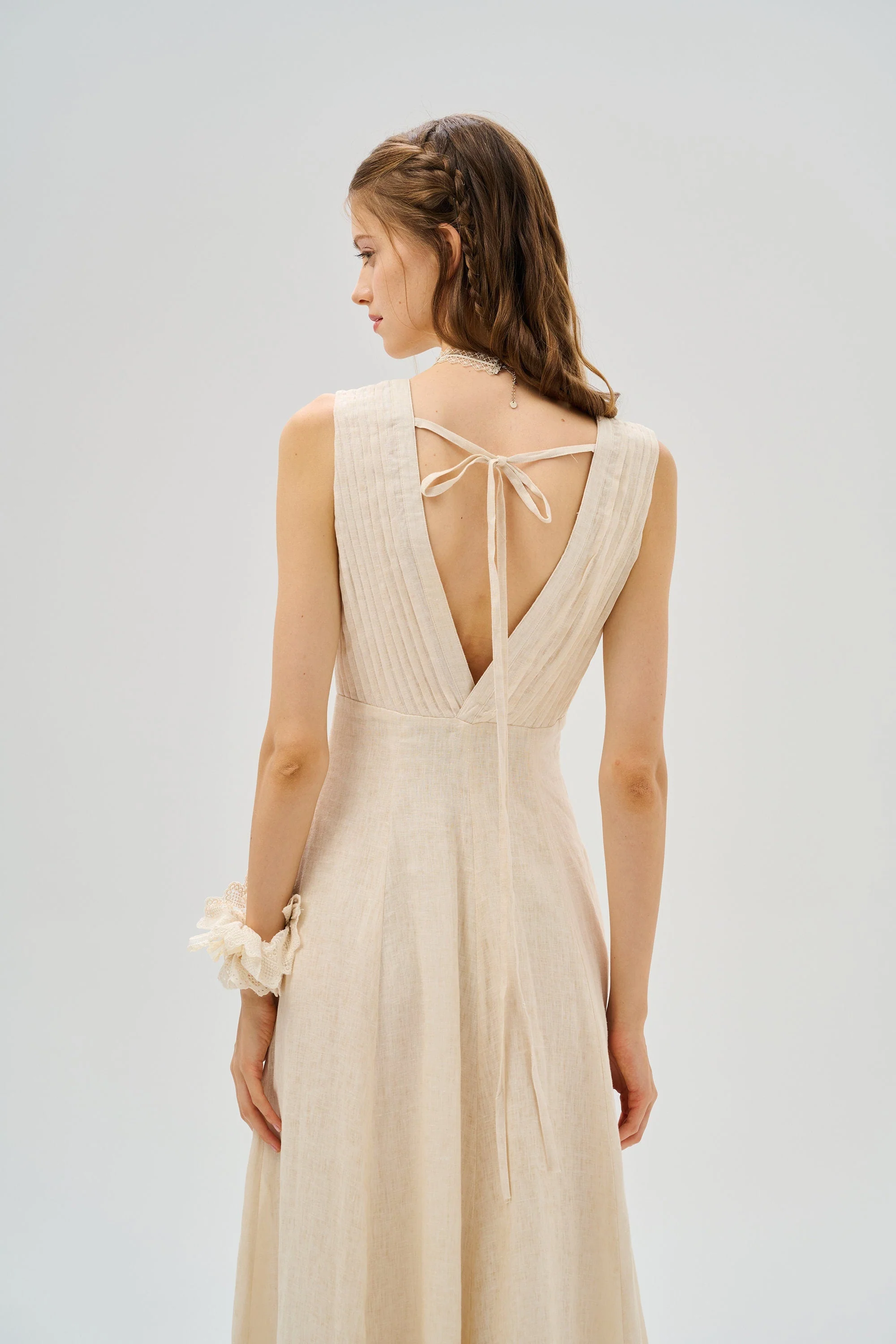 Rebecca 18 | Pleated Maxi Linen Dress - Image 18