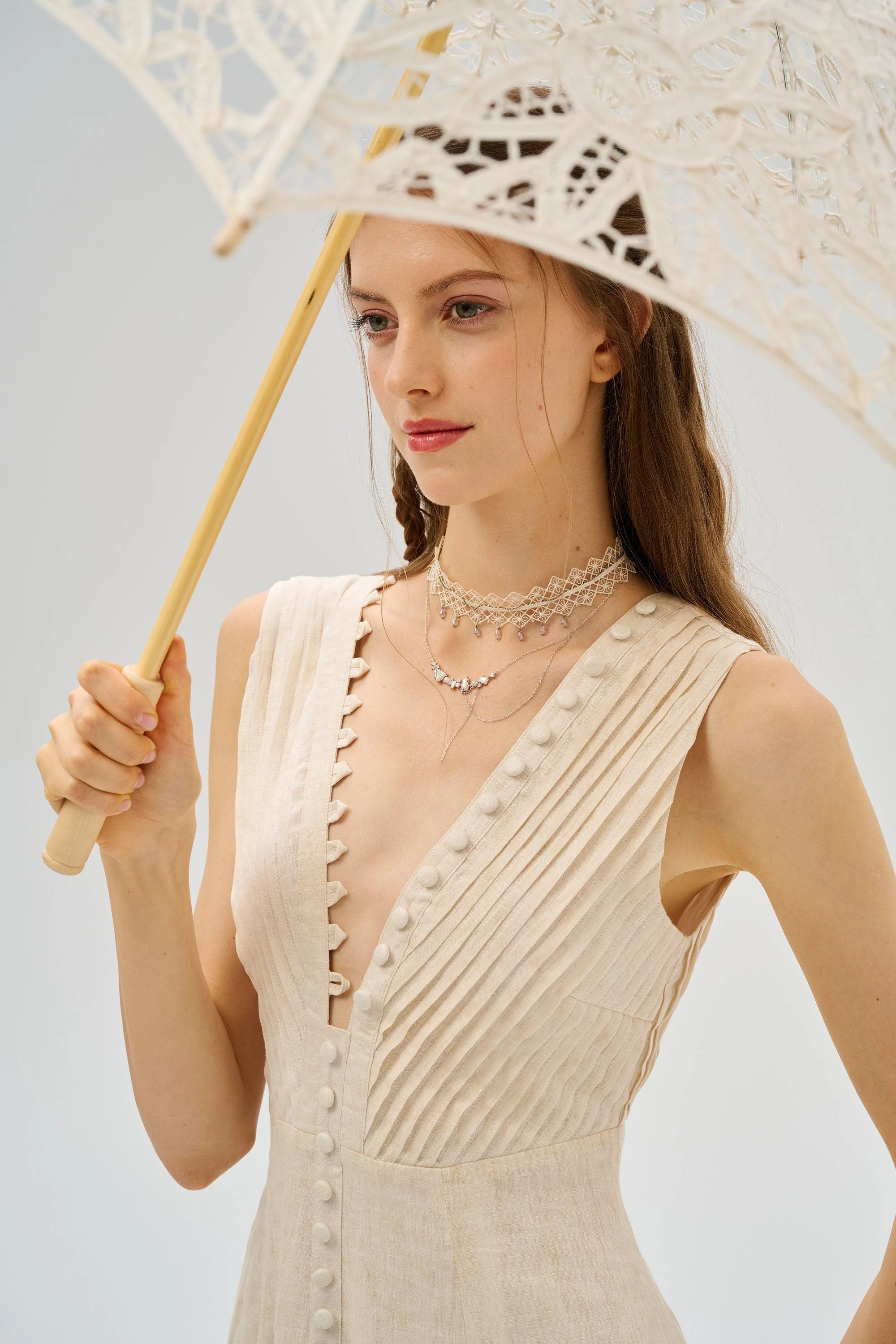 Rebecca 18 | Pleated Maxi Linen Dress - Image 19