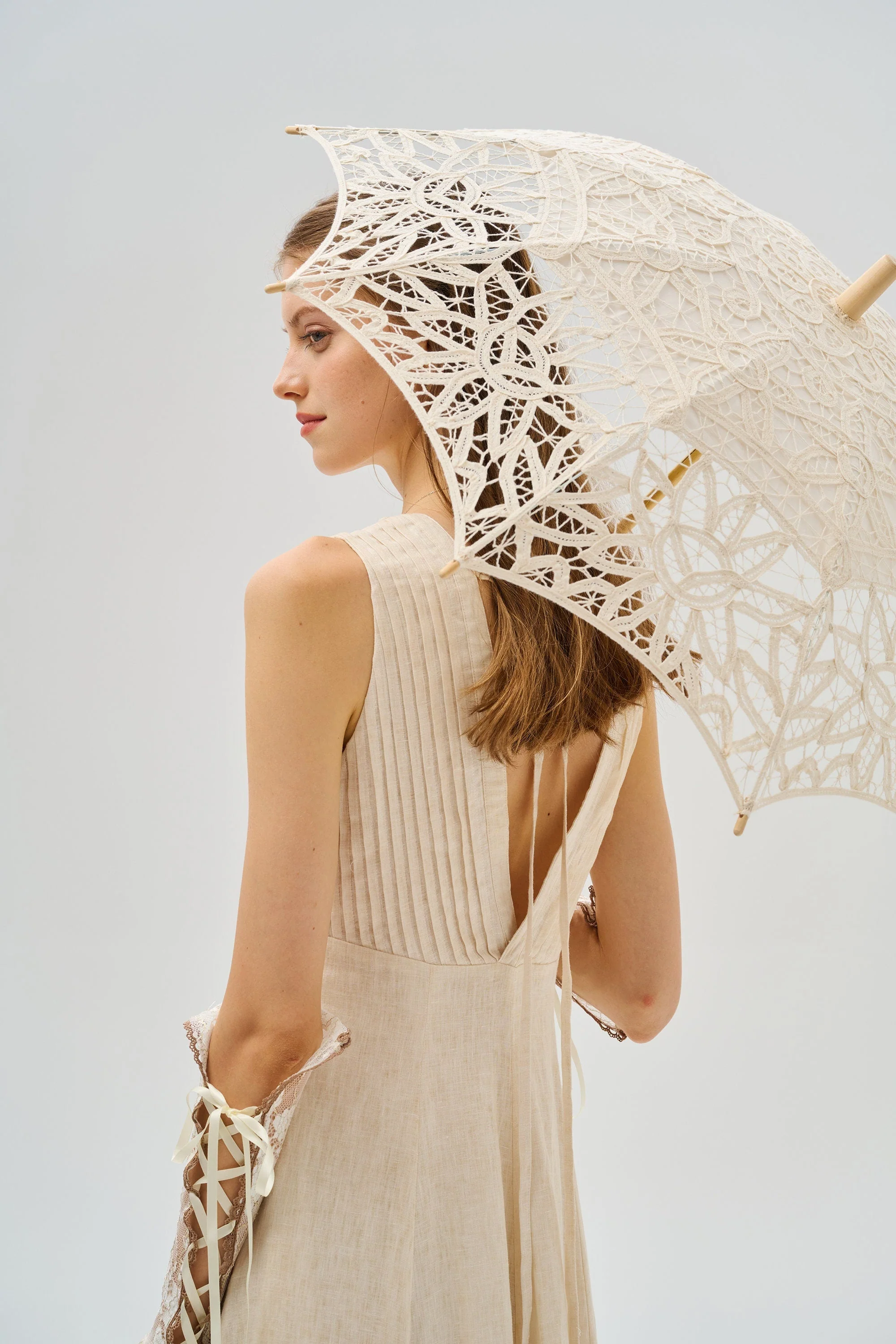Rebecca 18 | Pleated Maxi Linen Dress - Image 4