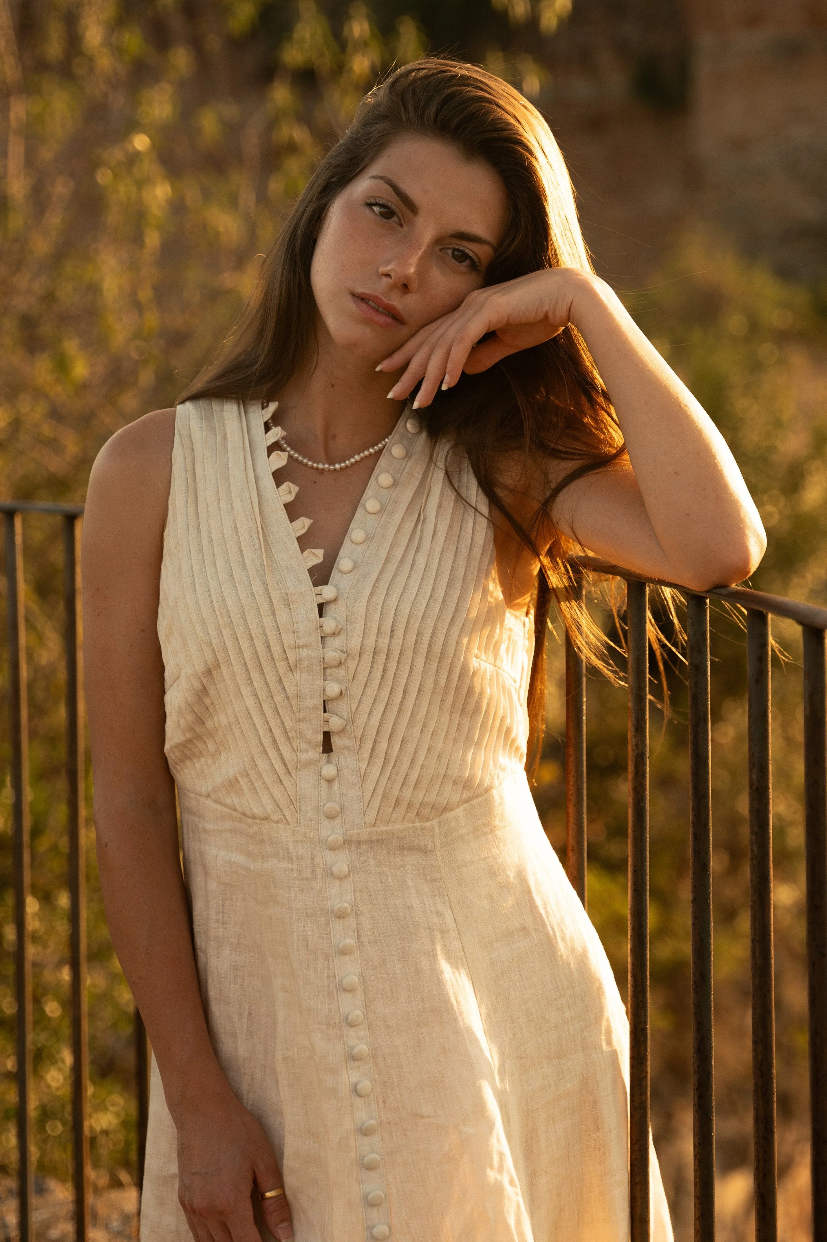 Rebecca 18 | Pleated Maxi Linen Dress - Image 5