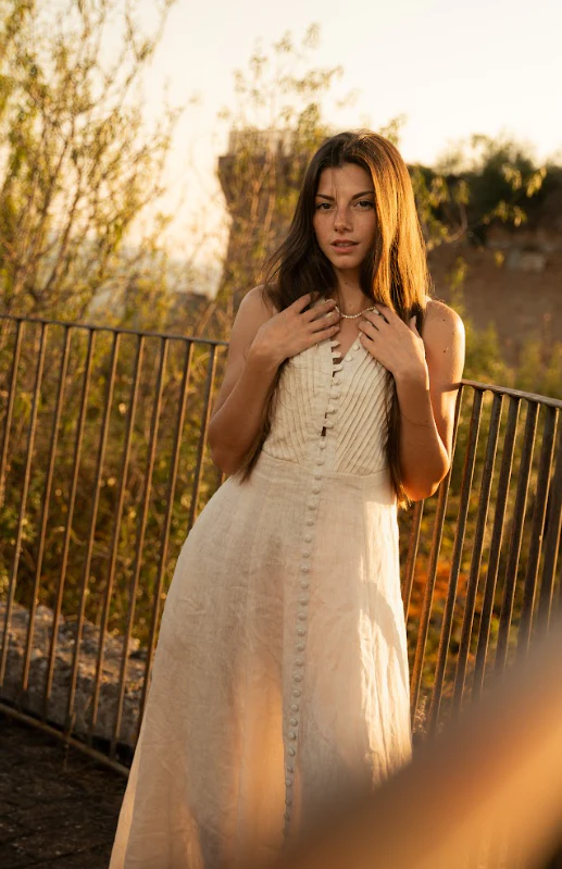 Rebecca 18 | Pleated Maxi Linen Dress - Image 7