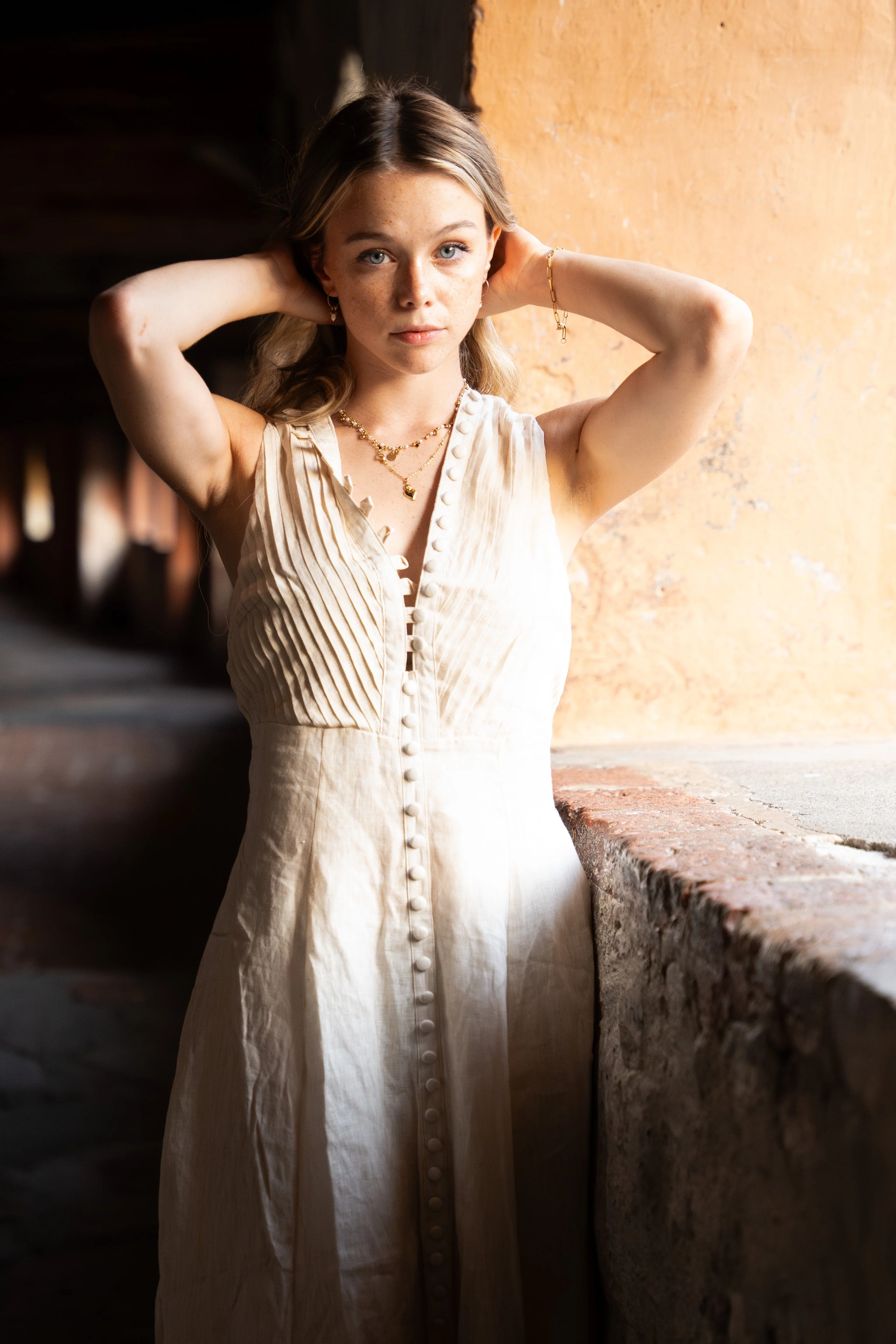 Rebecca 18 | Pleated Maxi Linen Dress - Image 8