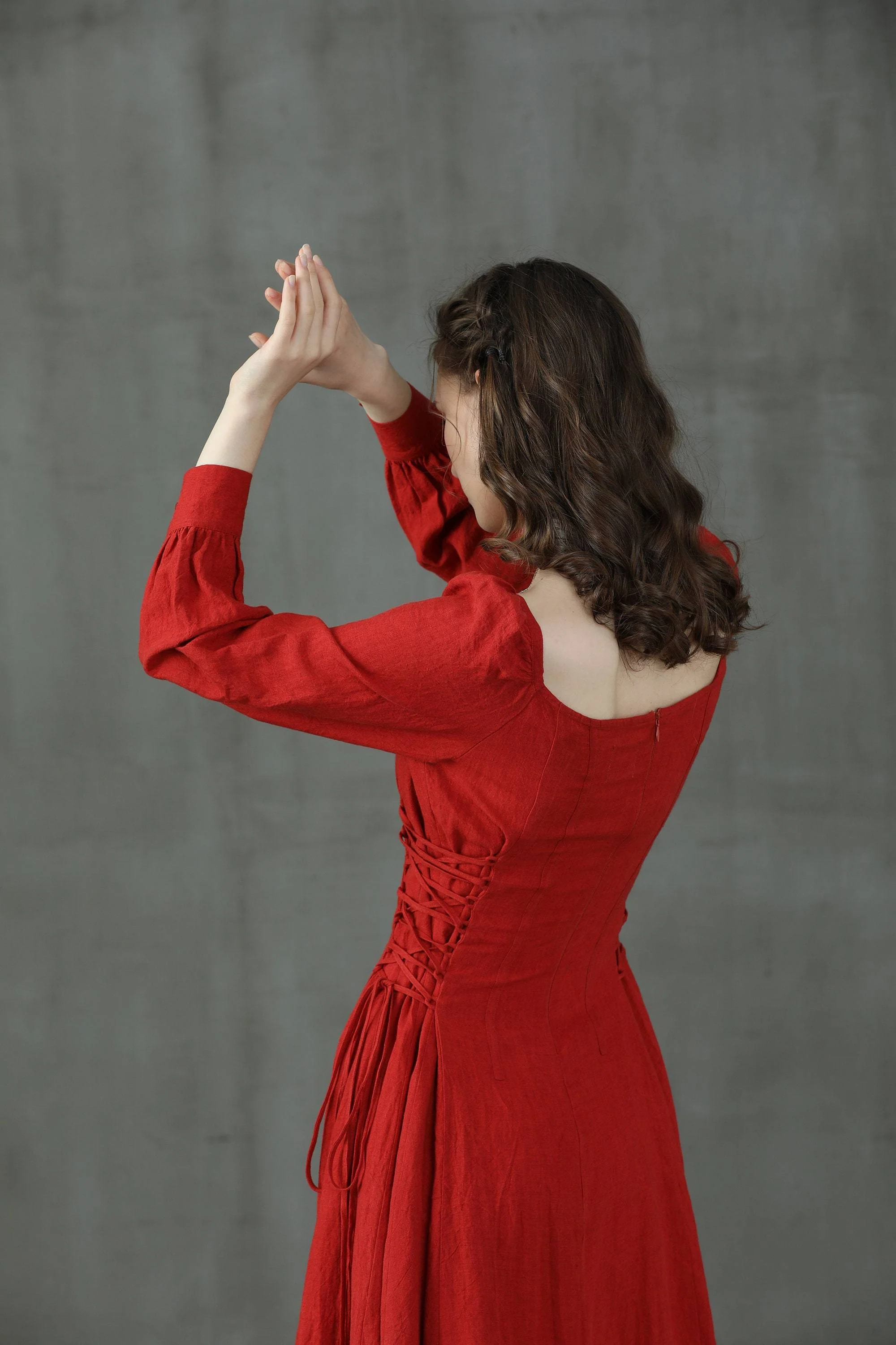 Ylang 15 | maxi Lace-up linen dress - Image 6
