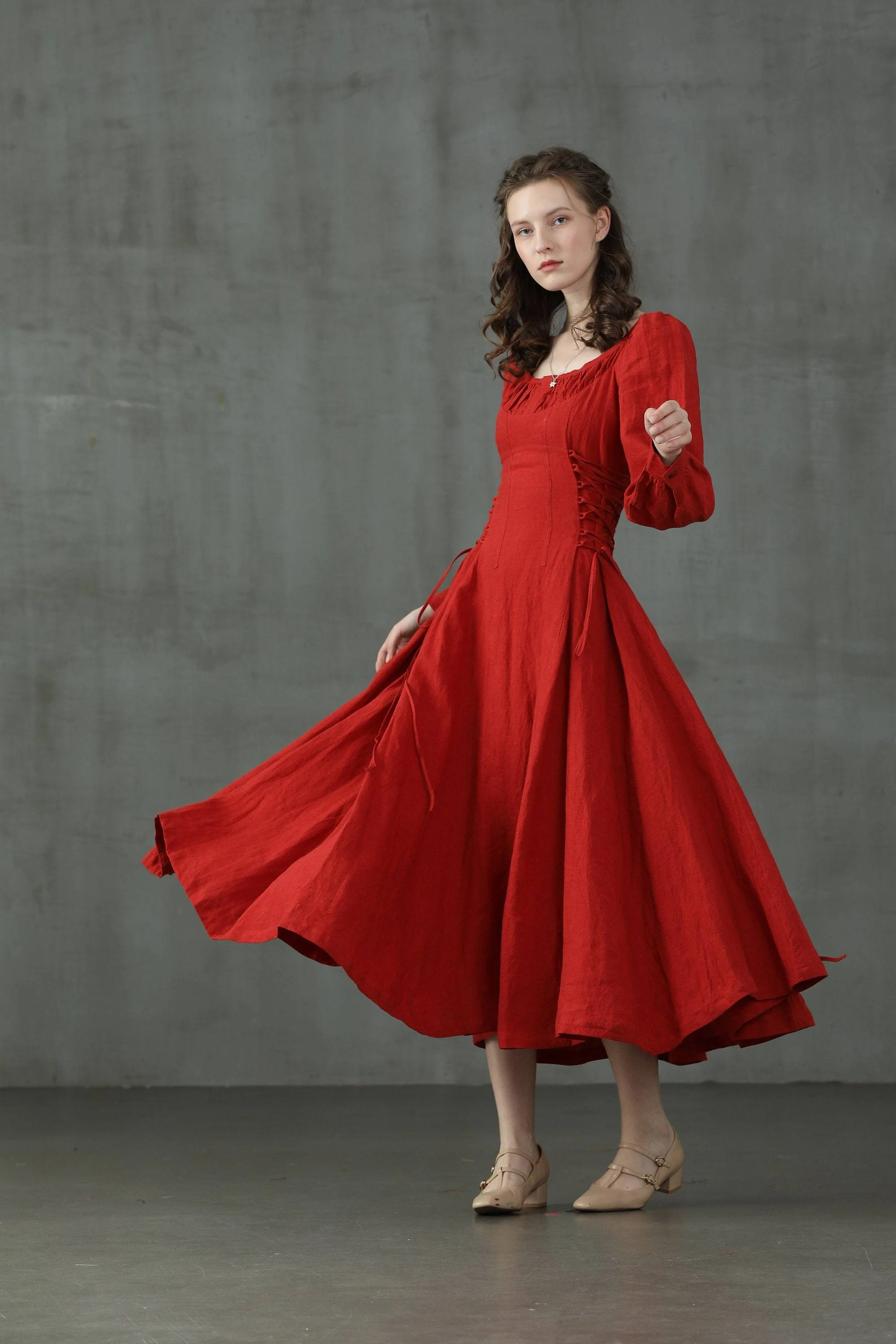 Ylang 15 | maxi Lace-up linen dress - Image 7