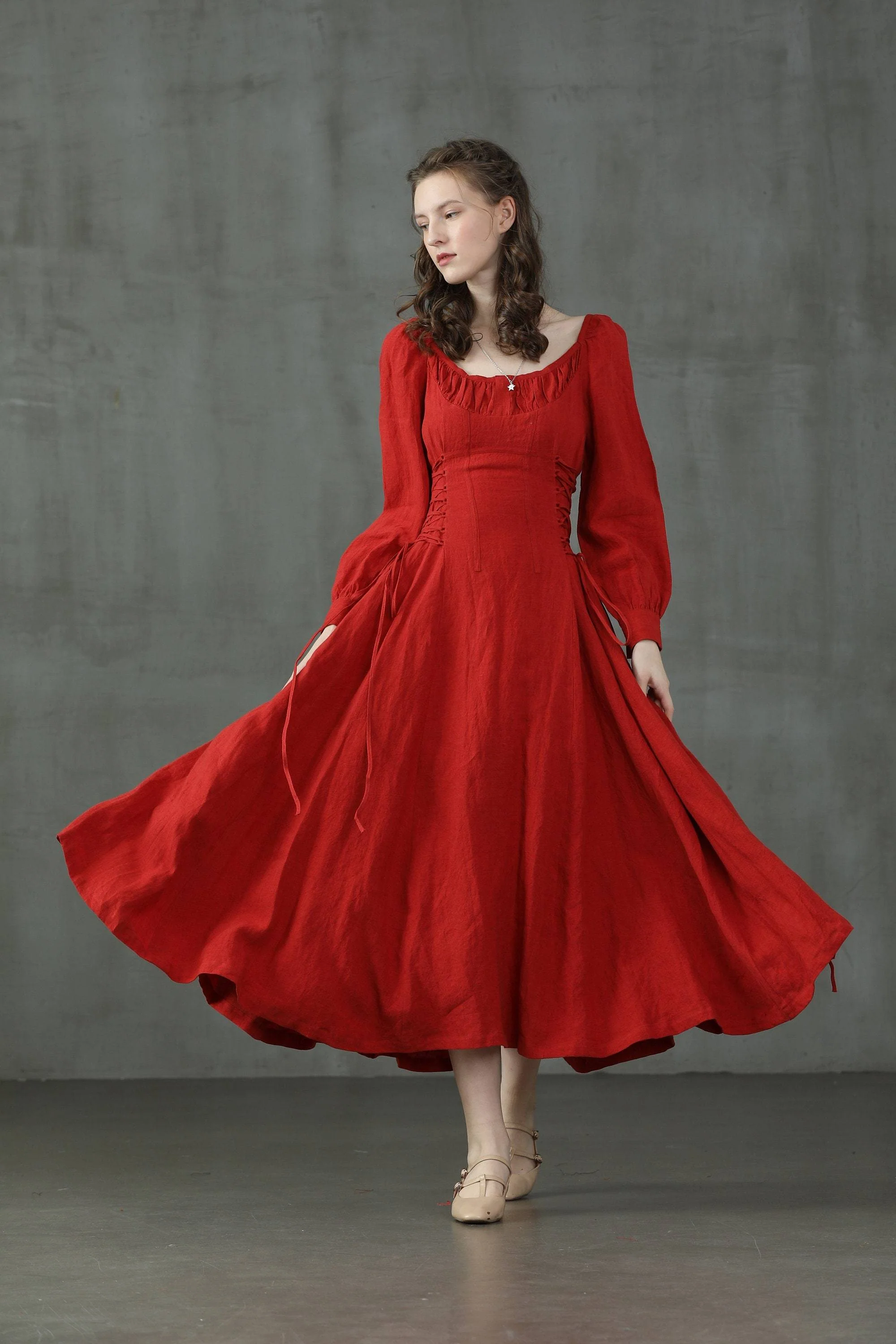 Ylang 15 | maxi Lace-up linen dress - Image 8