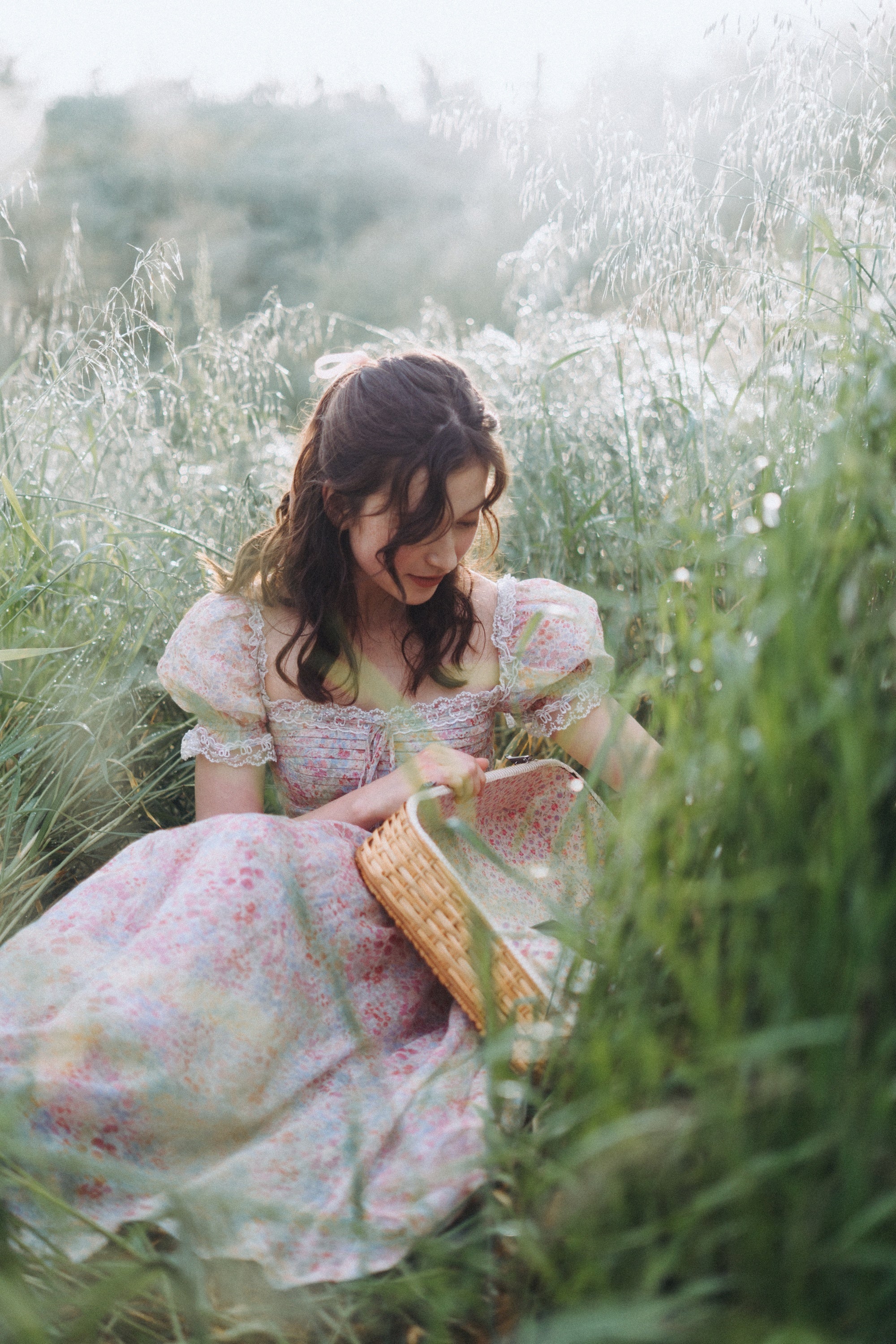Monet Haze 26 | Fairy layered Linen Dress with pintucks - Image 12