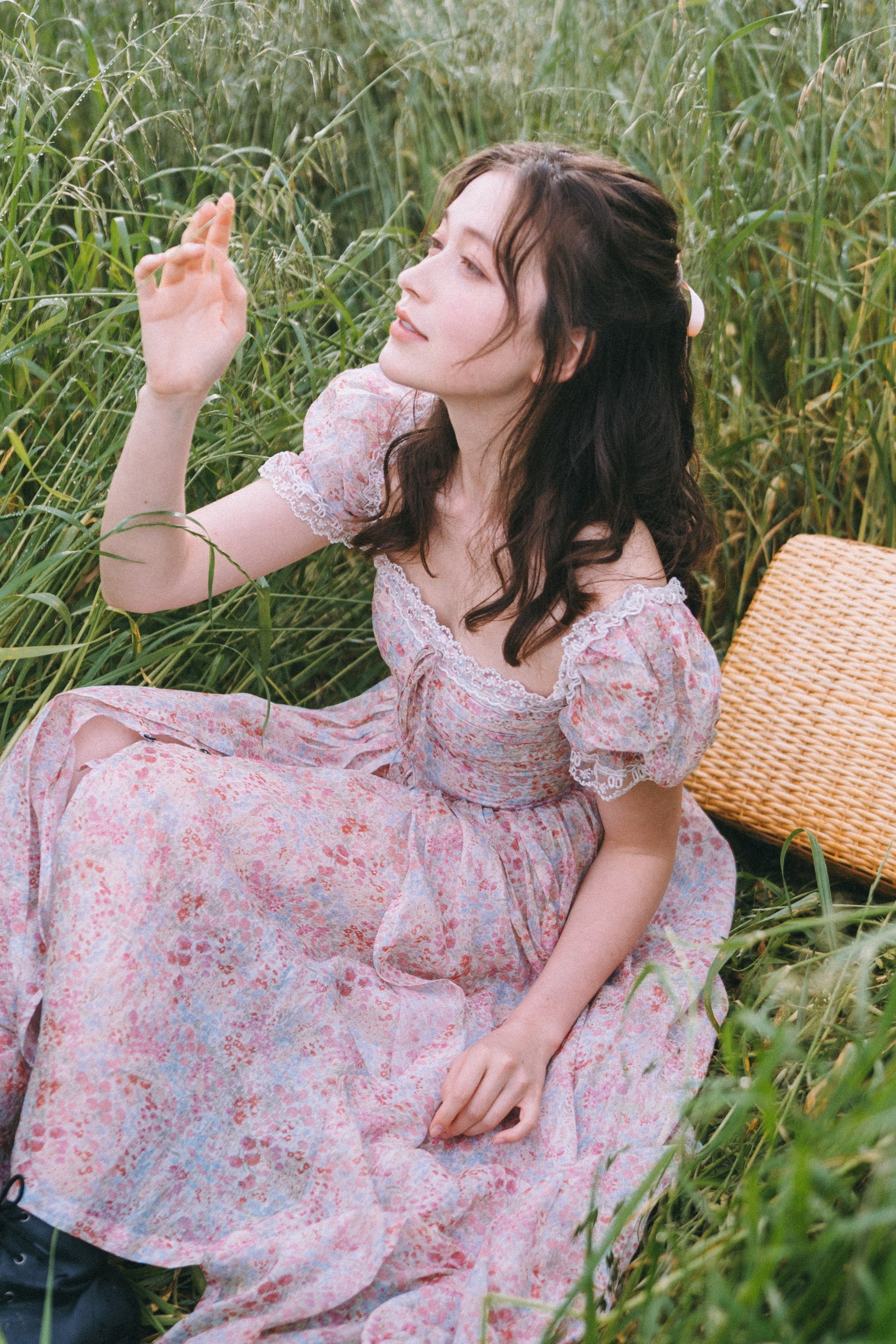 Monet Haze 26 | Fairy layered Linen Dress with pintucks - Image 2