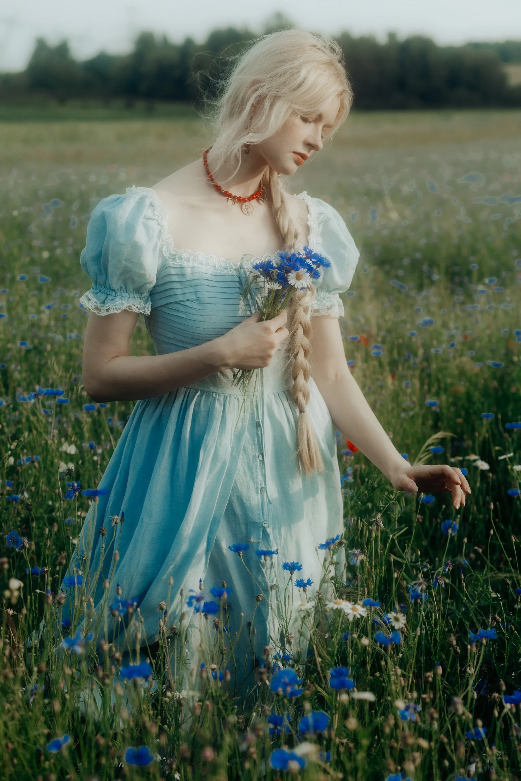 Monet Haze 26 | Fairy layered Linen Dress with pintucks - Image 9