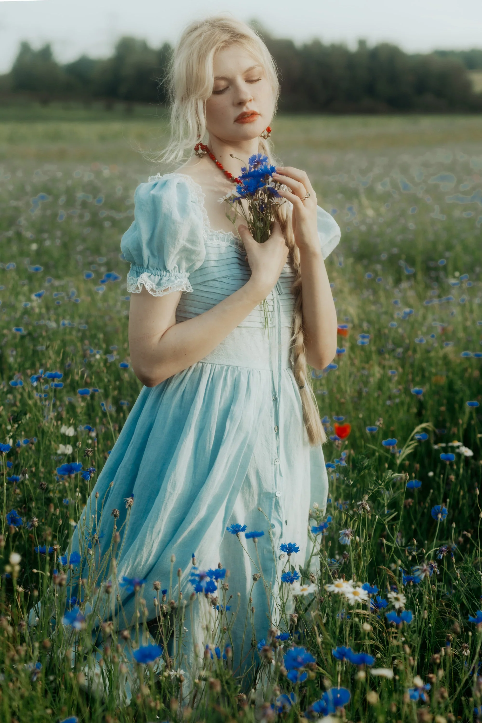 Monet Haze 26 | Fairy layered Linen Dress with pintucks - Image 10