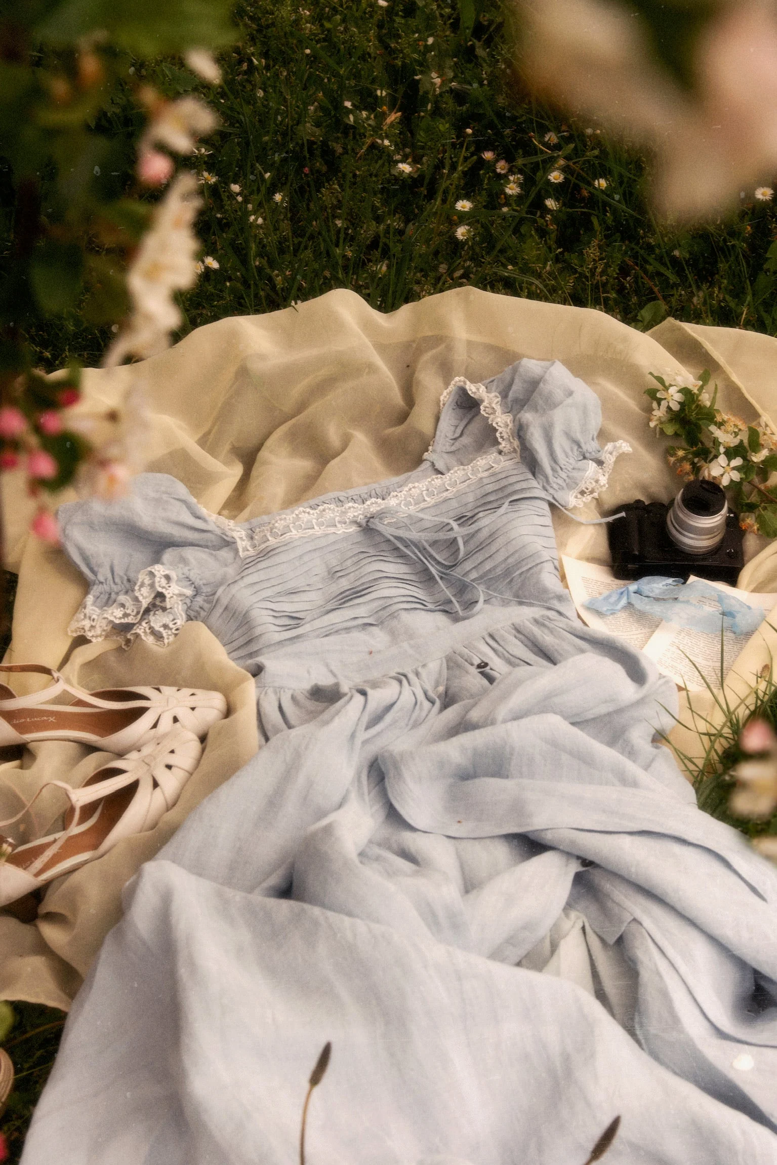Monet Haze 26 | Fairy layered Linen Dress with pintucks - Image 14