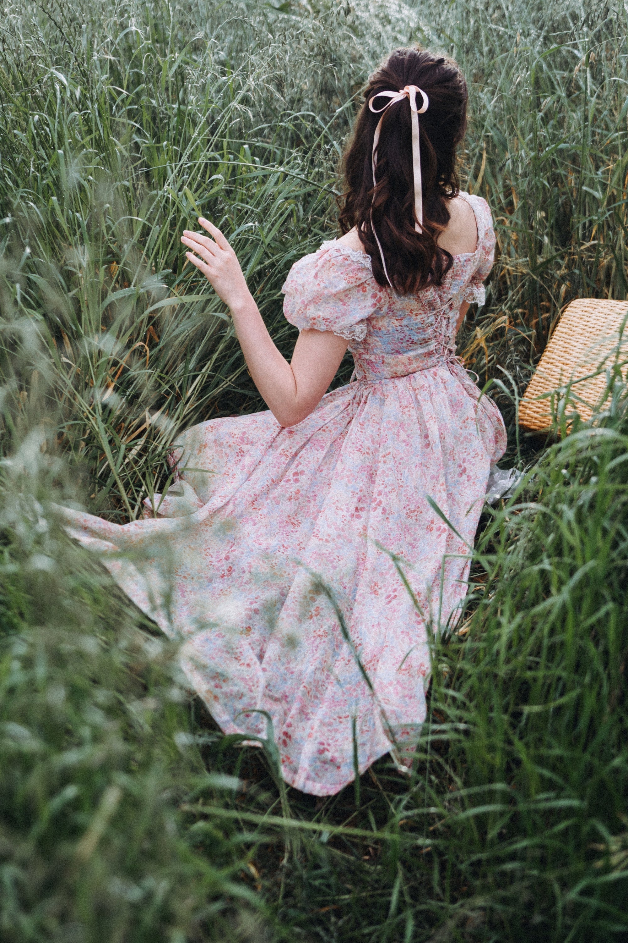 Monet Haze 26 | Fairy layered Linen Dress with pintucks - Image 3