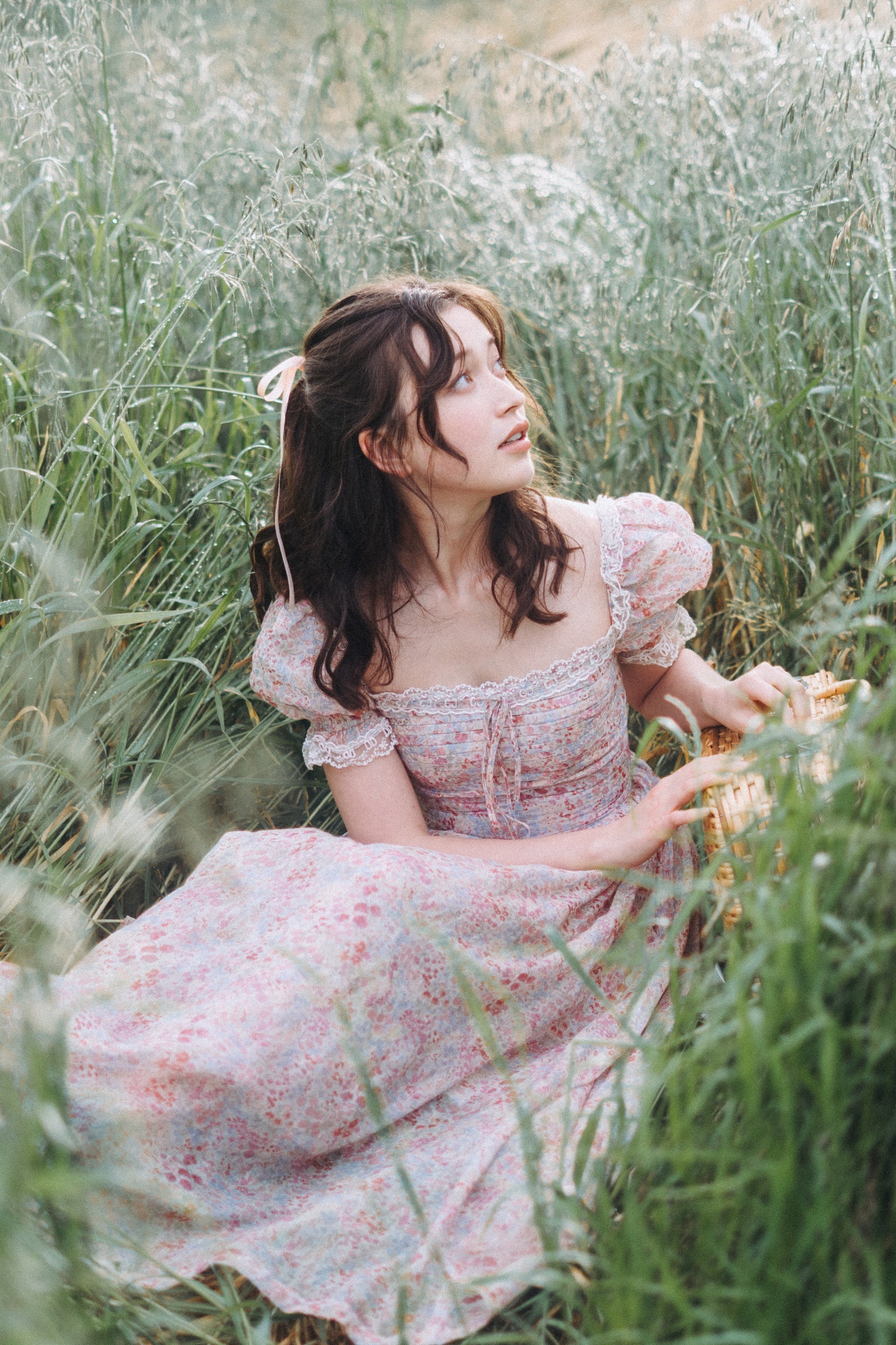 Monet Haze 26 | Fairy layered Linen Dress with pintucks - Image 4