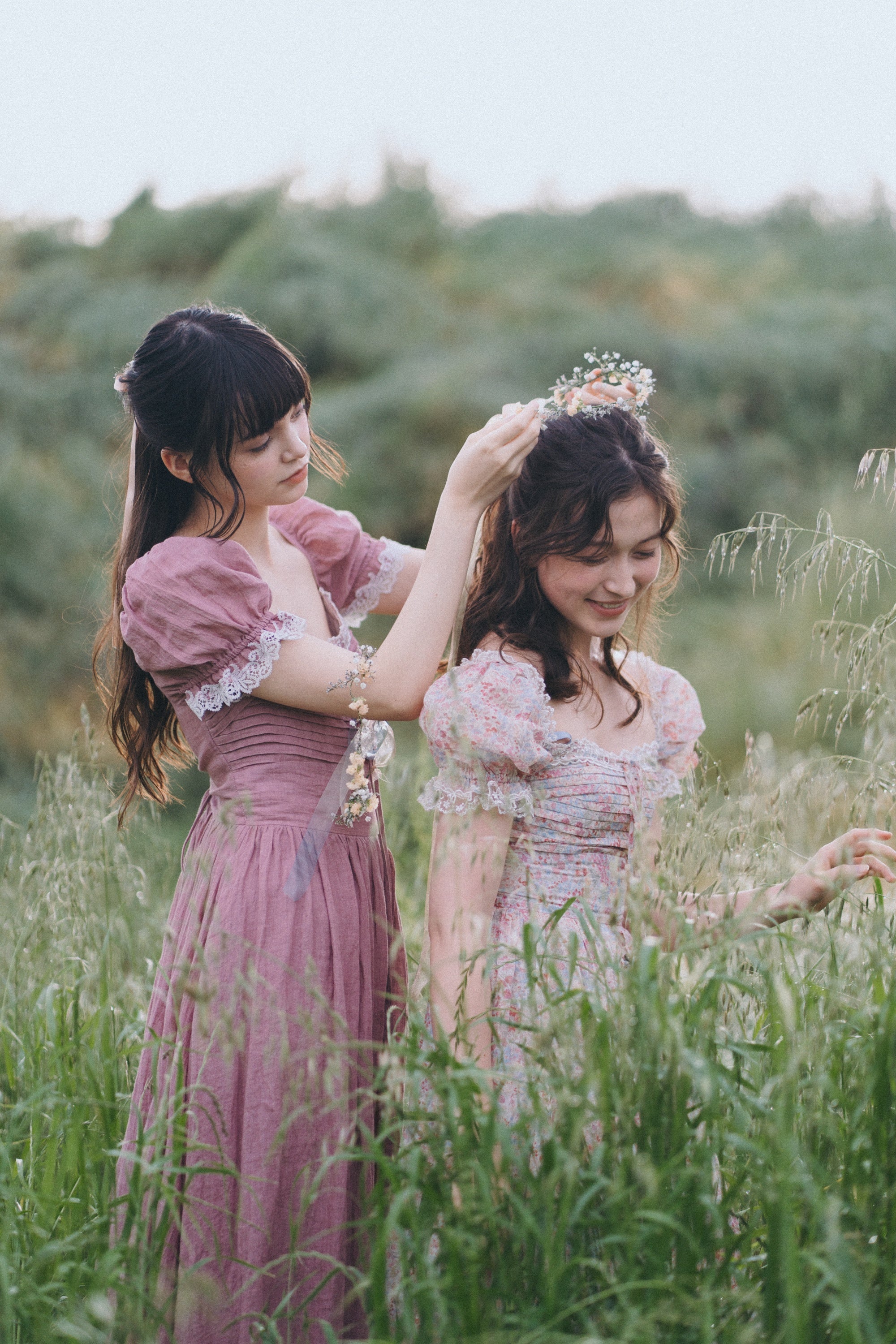 Monet Haze 26 | Fairy layered Linen Dress with pintucks - Image 42