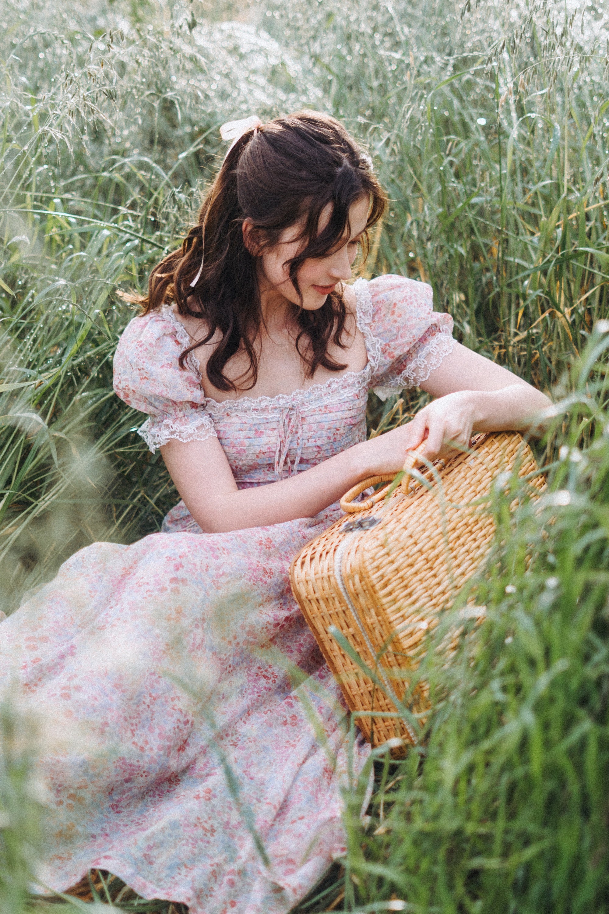 Monet Haze 26 | Fairy layered Linen Dress with pintucks - Image 5