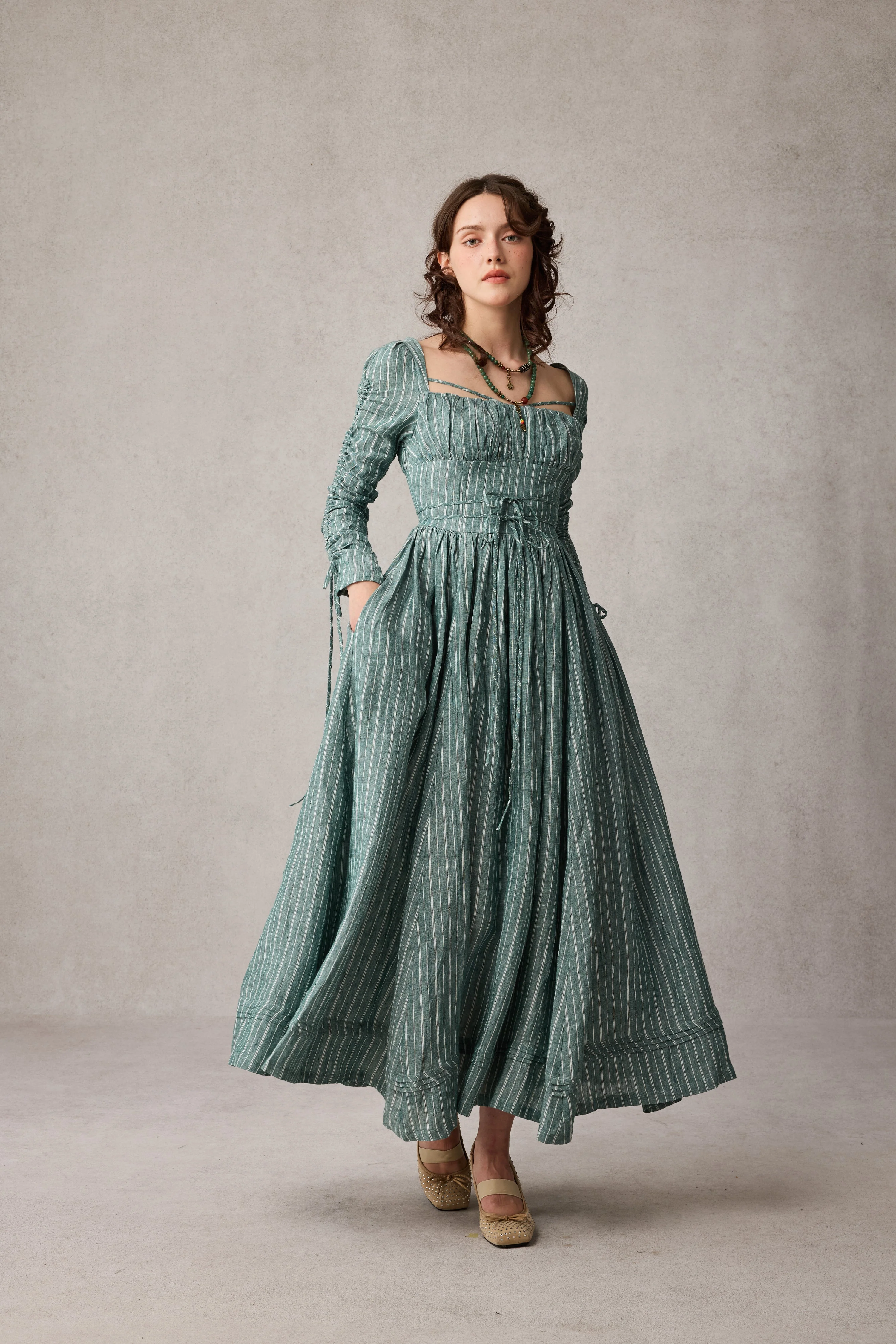 Monette 27 | Corset Linen Dress - Image 13