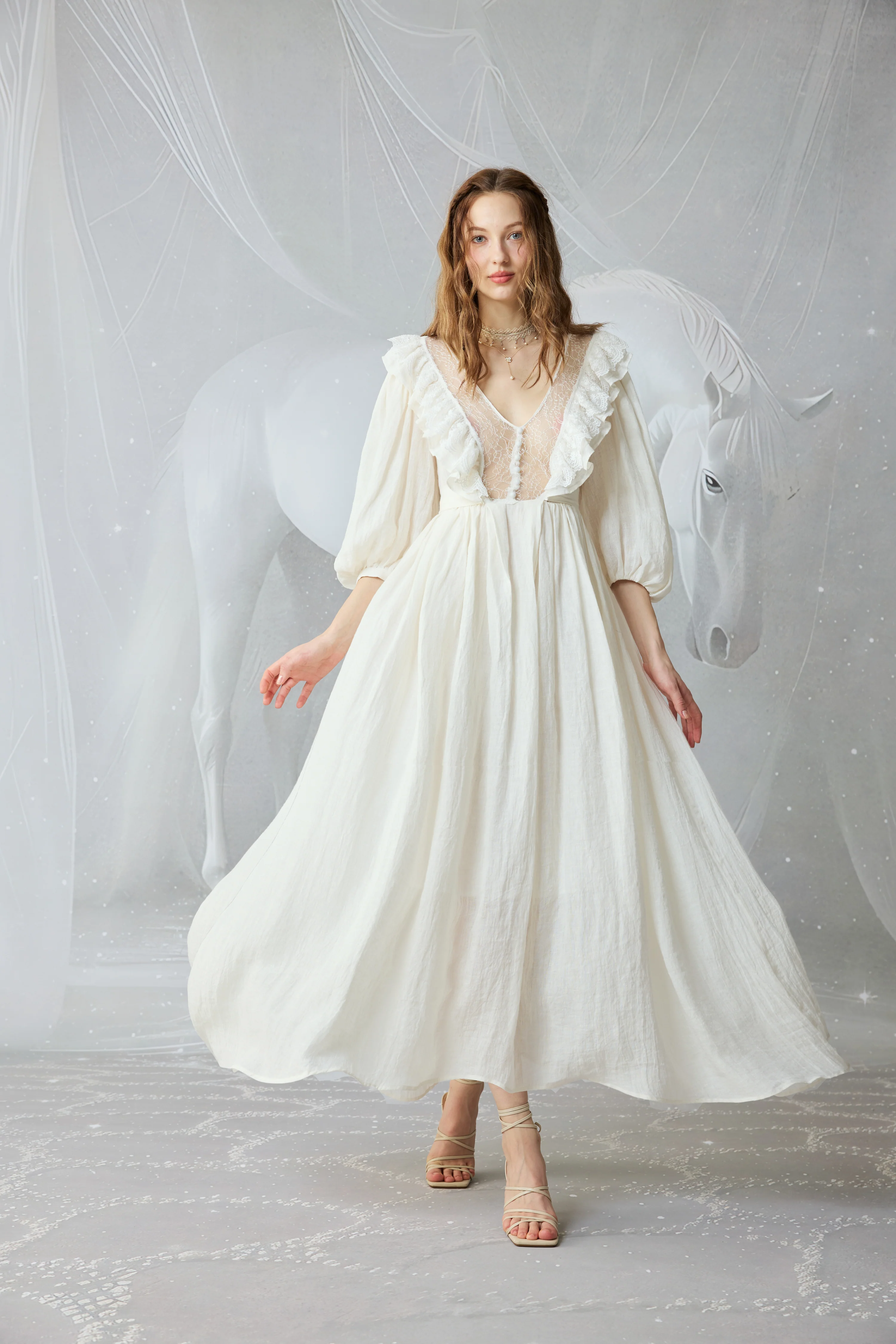 Moonlight 23| Puff Sleeved Linen Dress - Image 2
