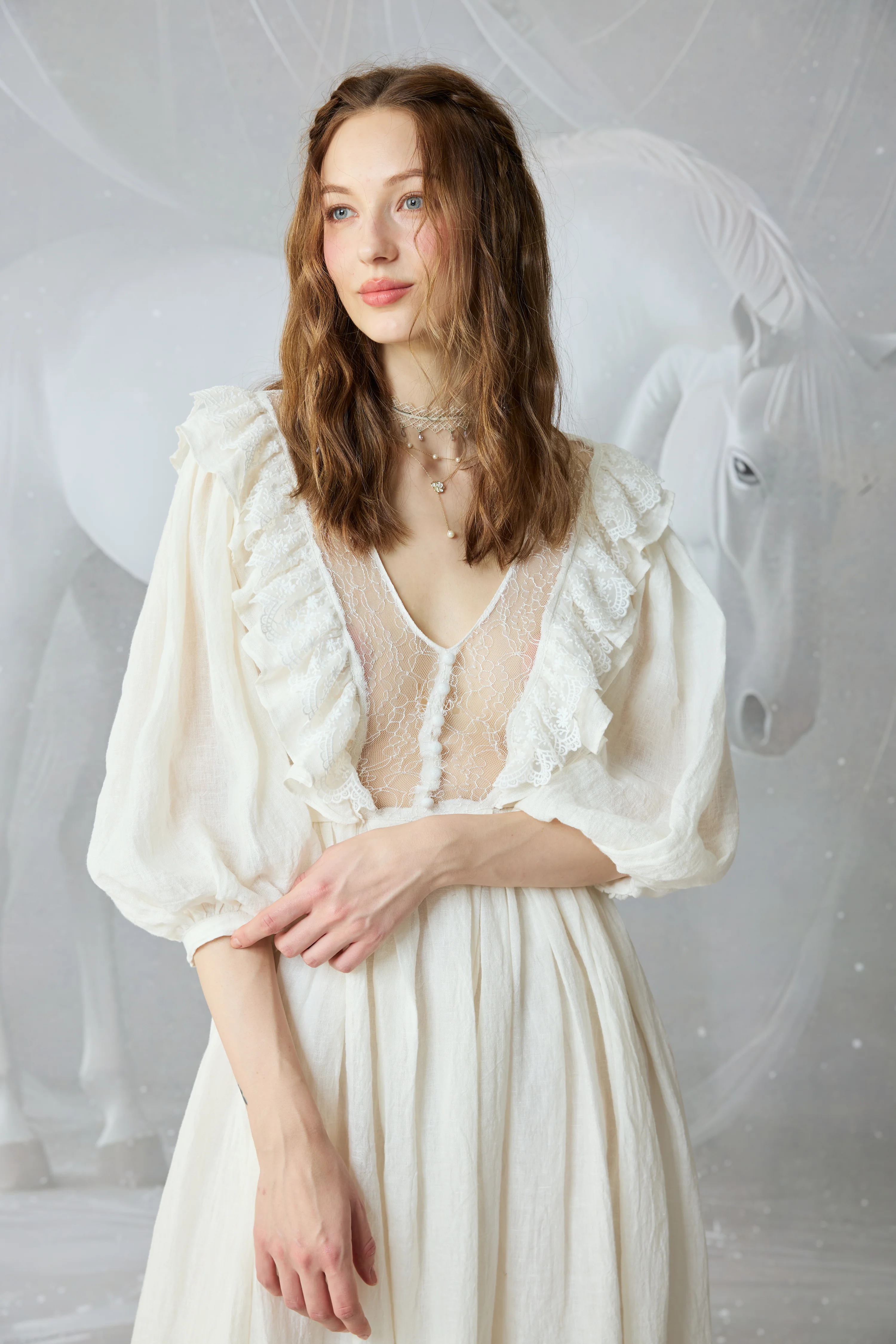 Moonlight 23| Puff Sleeved Linen Dress - Image 4