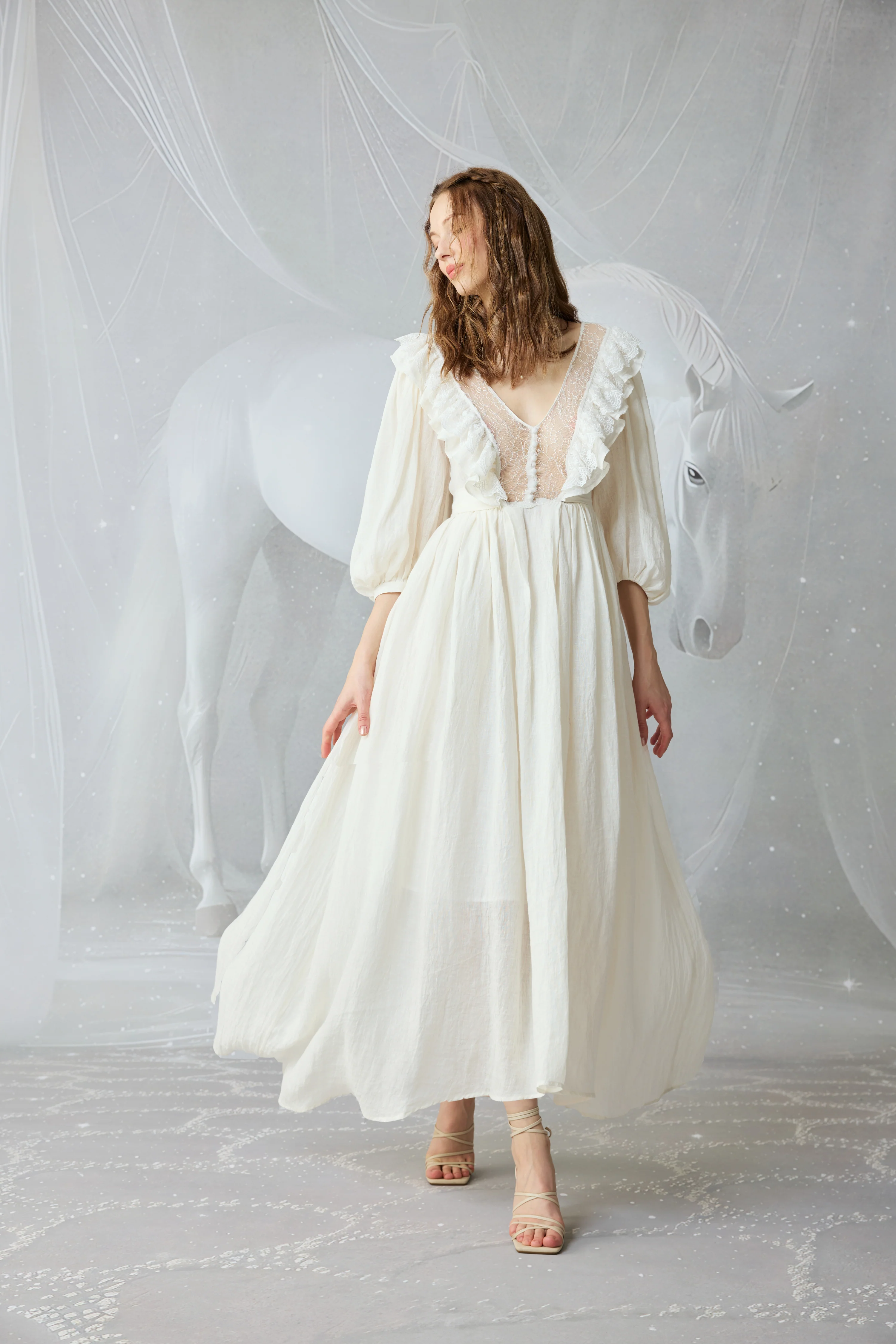 Moonlight 23| Puff Sleeved Linen Dress - Image 5