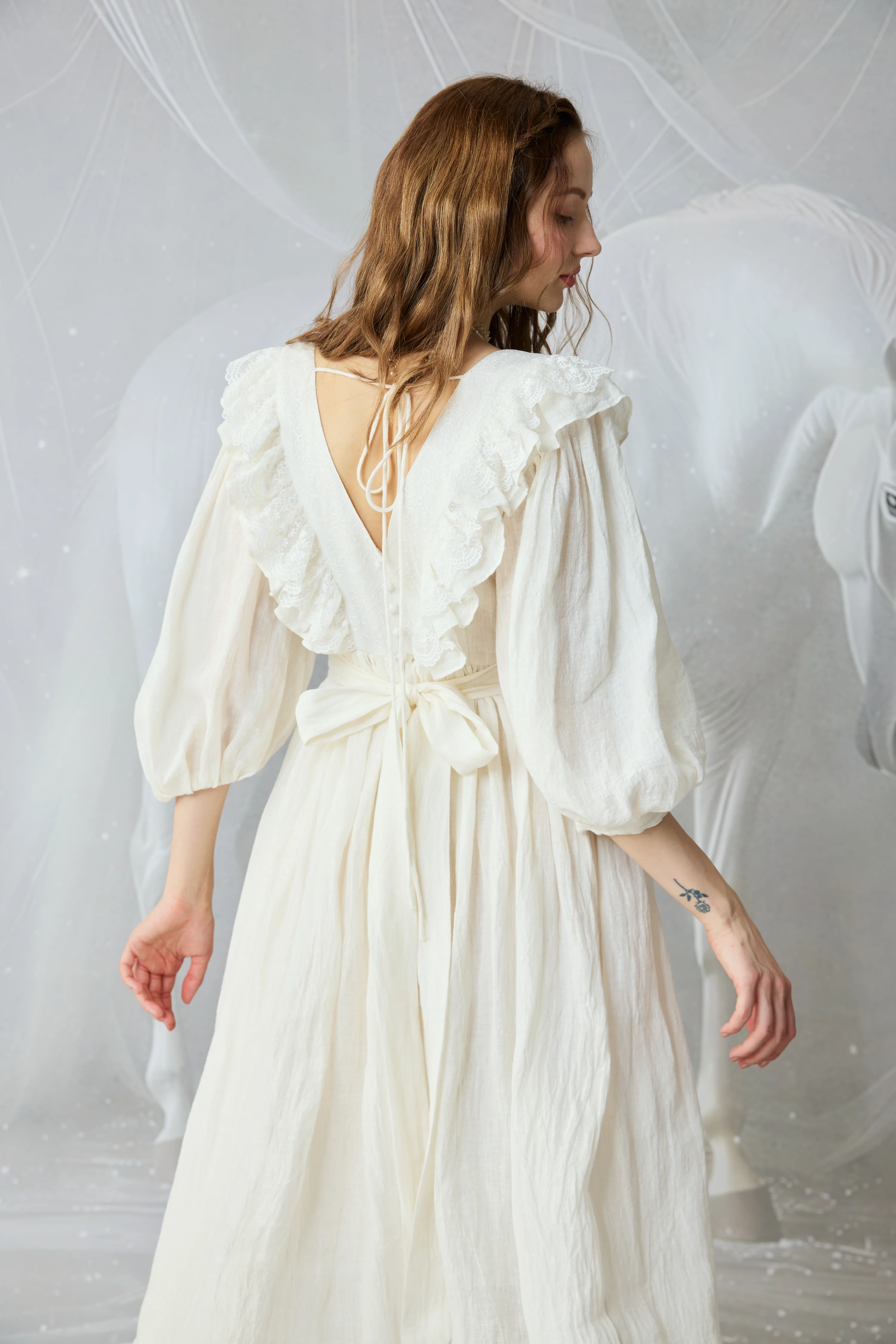 Moonlight 23| Puff Sleeved Linen Dress - Image 9