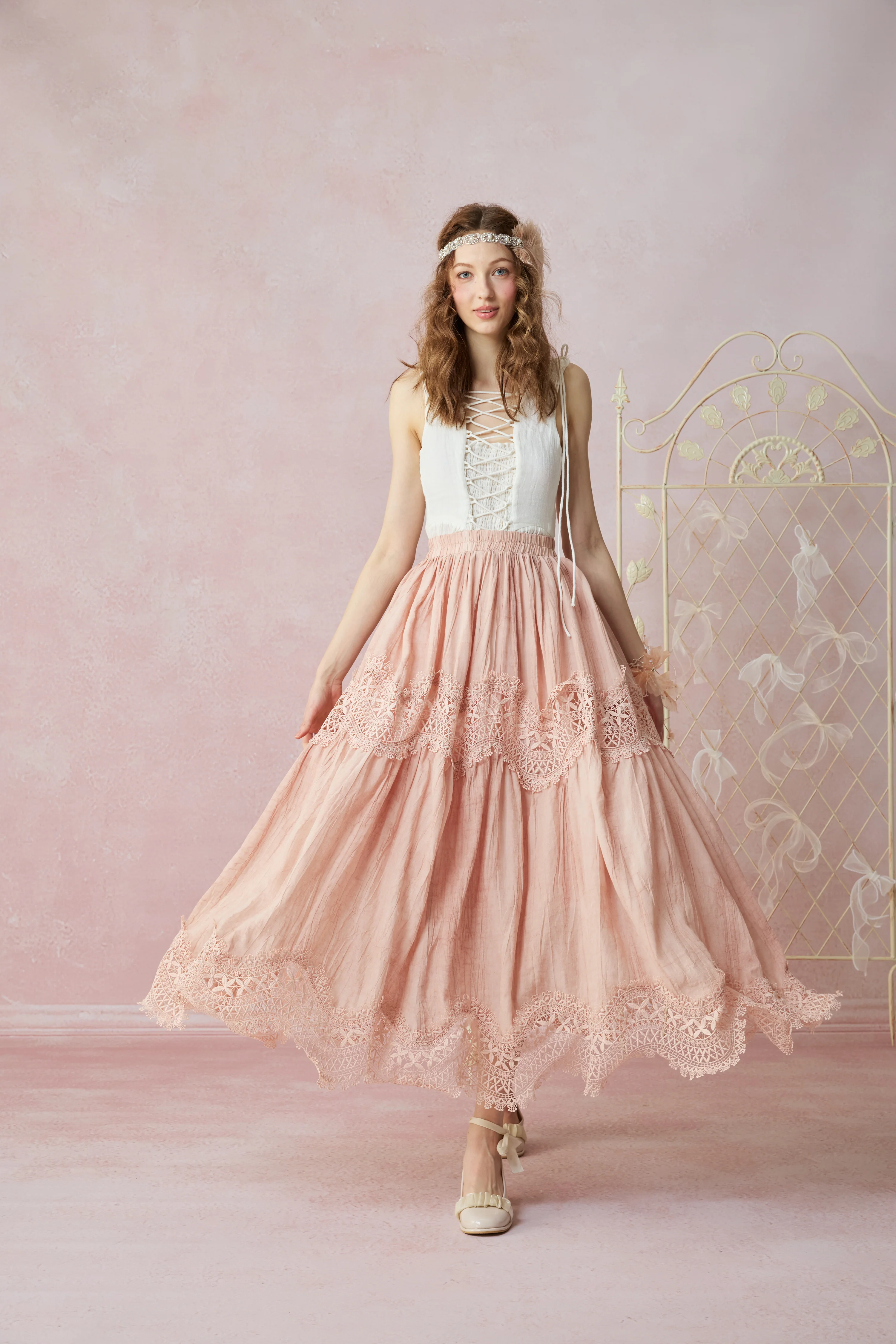 Moonstone 22 |Lace linen Maxi skirt - Image 10