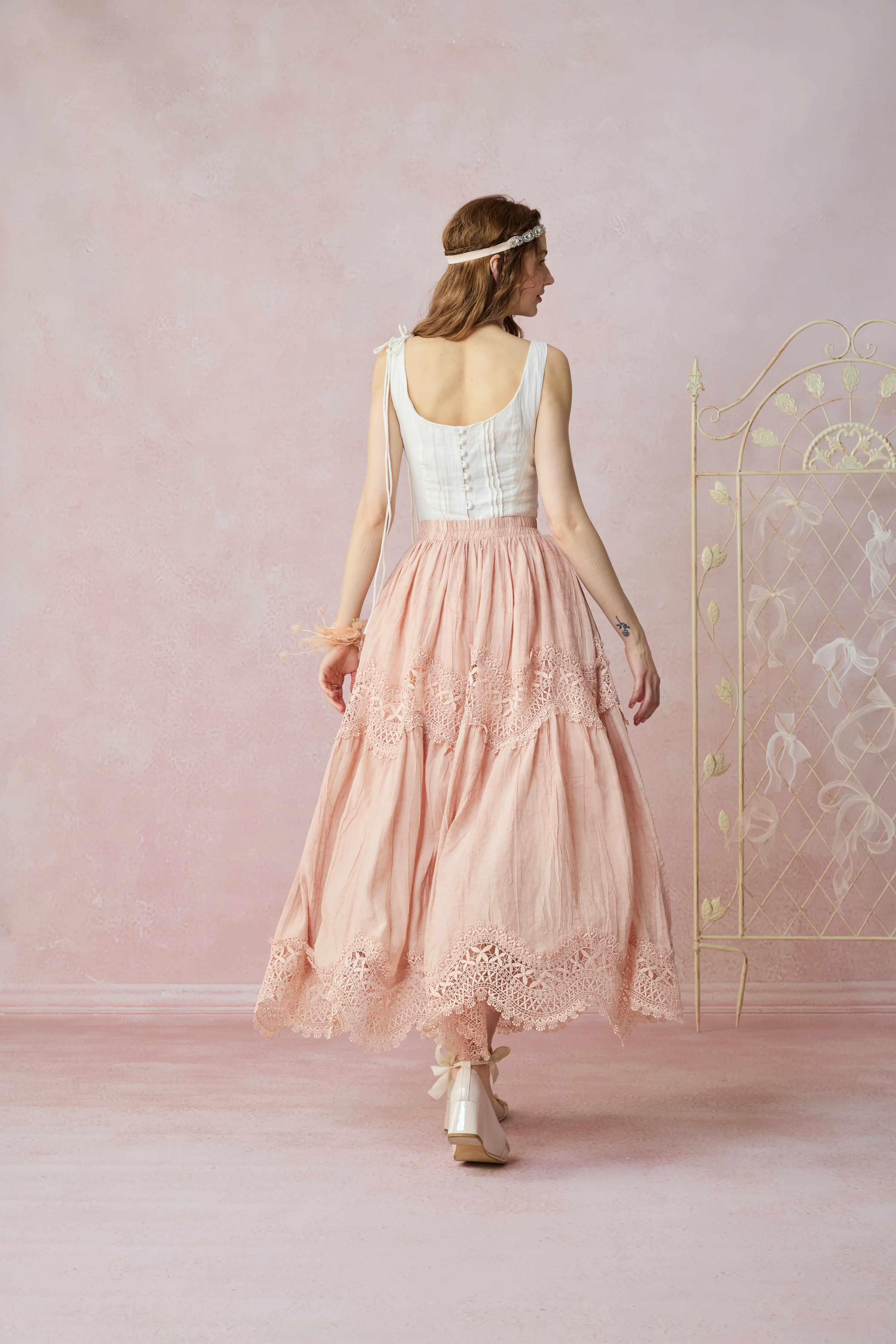 Moonstone 22 |Lace linen Maxi skirt - Image 14