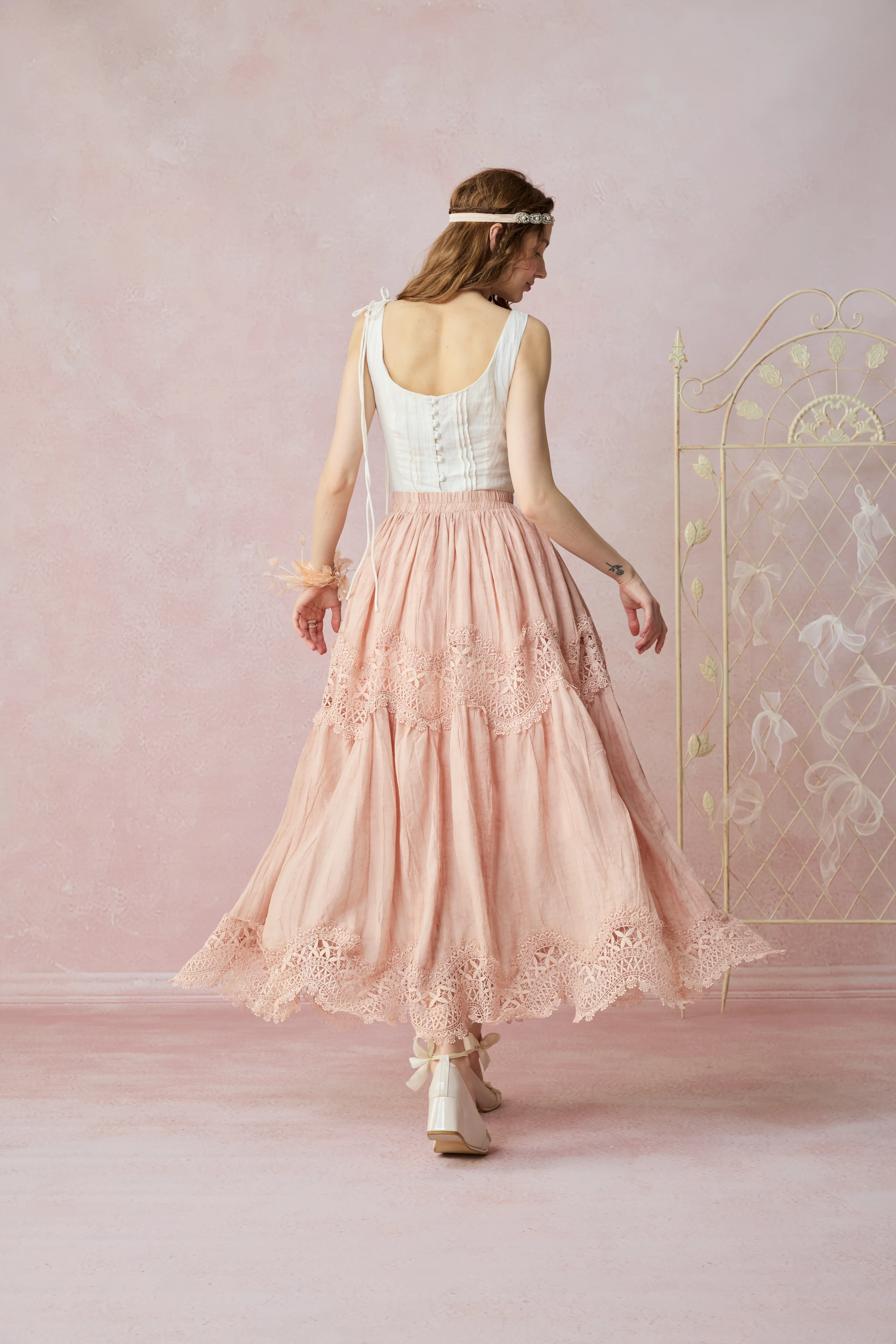 Moonstone 22 |Lace linen Maxi skirt - Image 5
