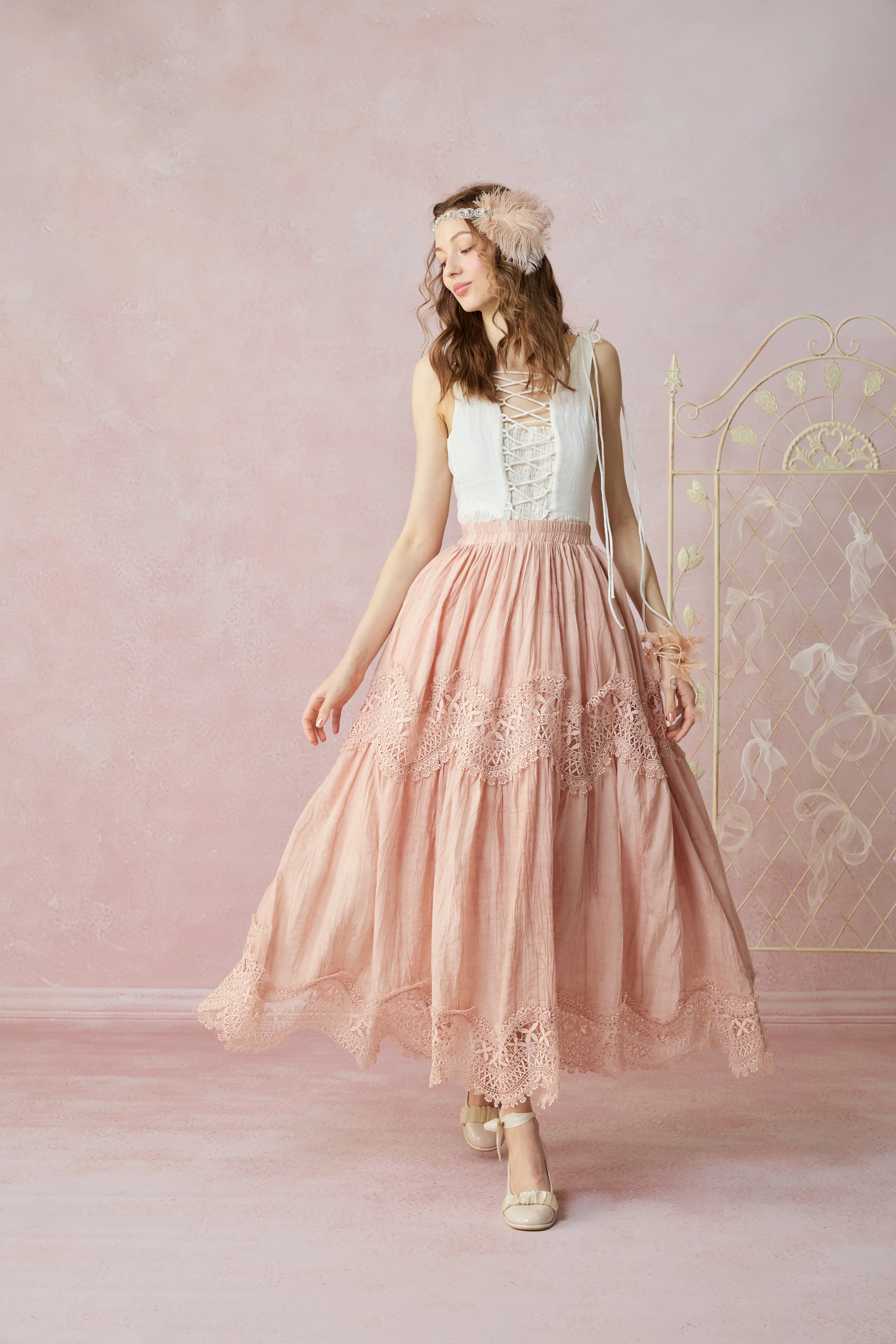 Moonstone 22 |Lace linen Maxi skirt - Image 6