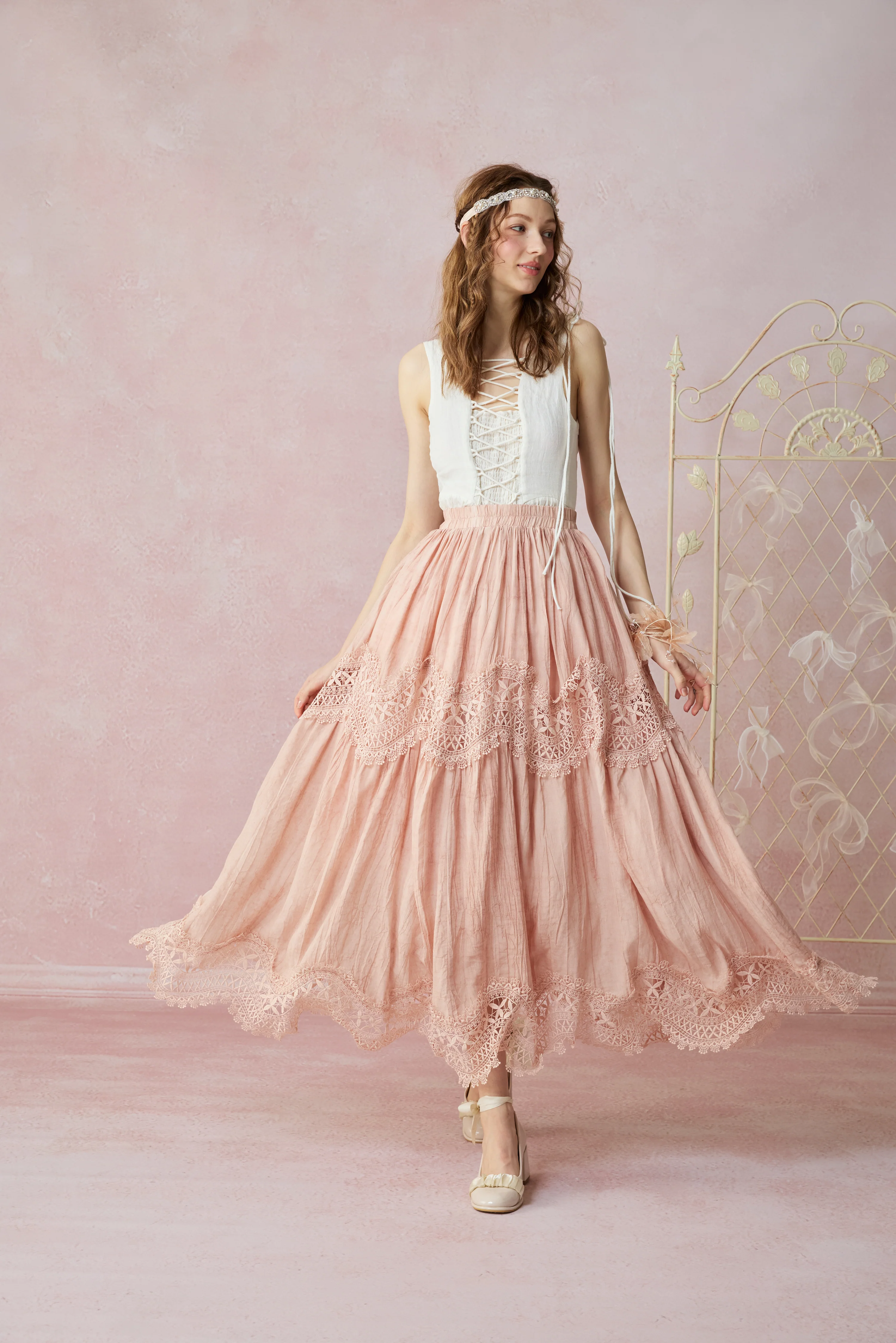 Moonstone 22 |Lace linen Maxi skirt - Image 7