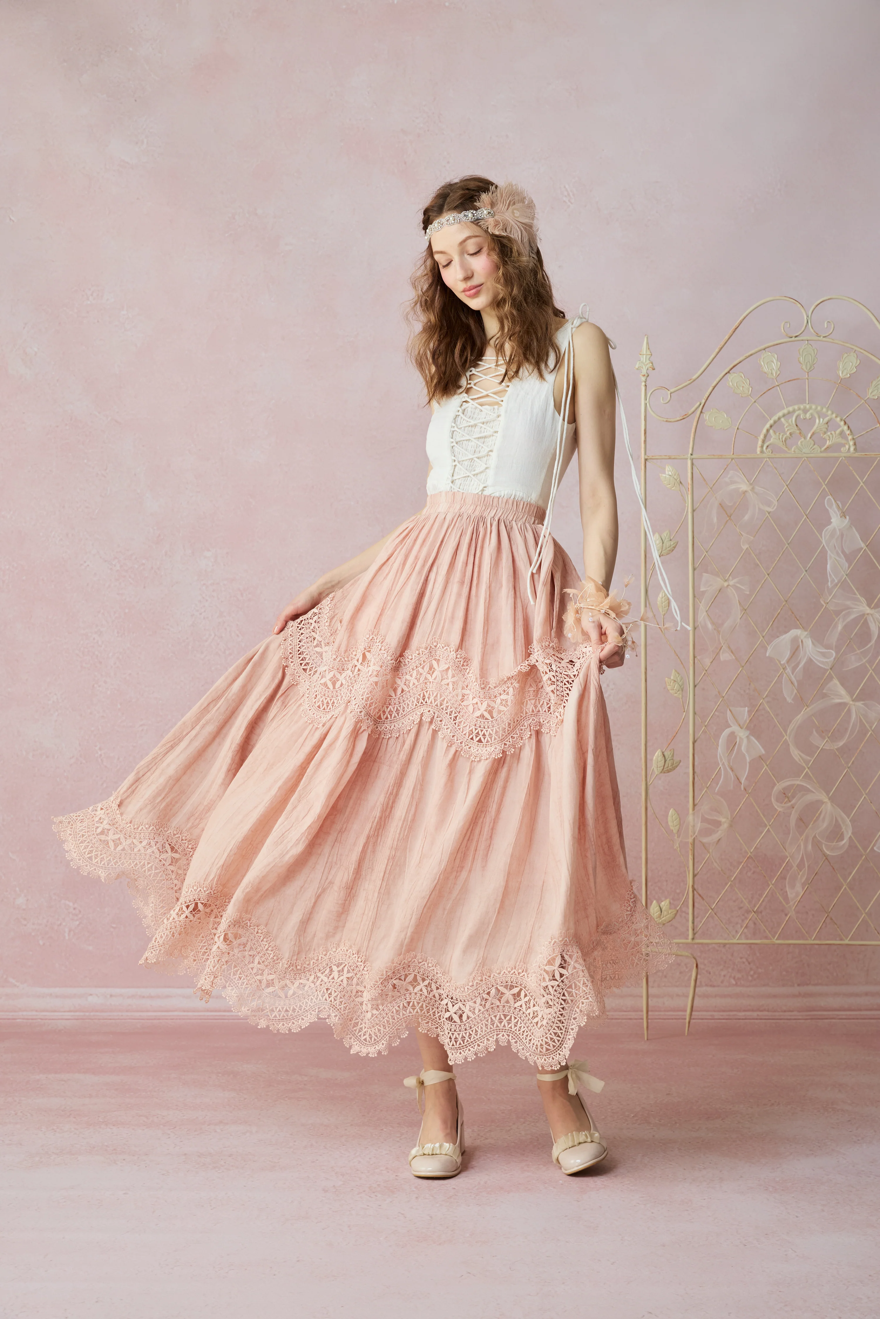 Moonstone 22 |Lace linen Maxi skirt - Image 8