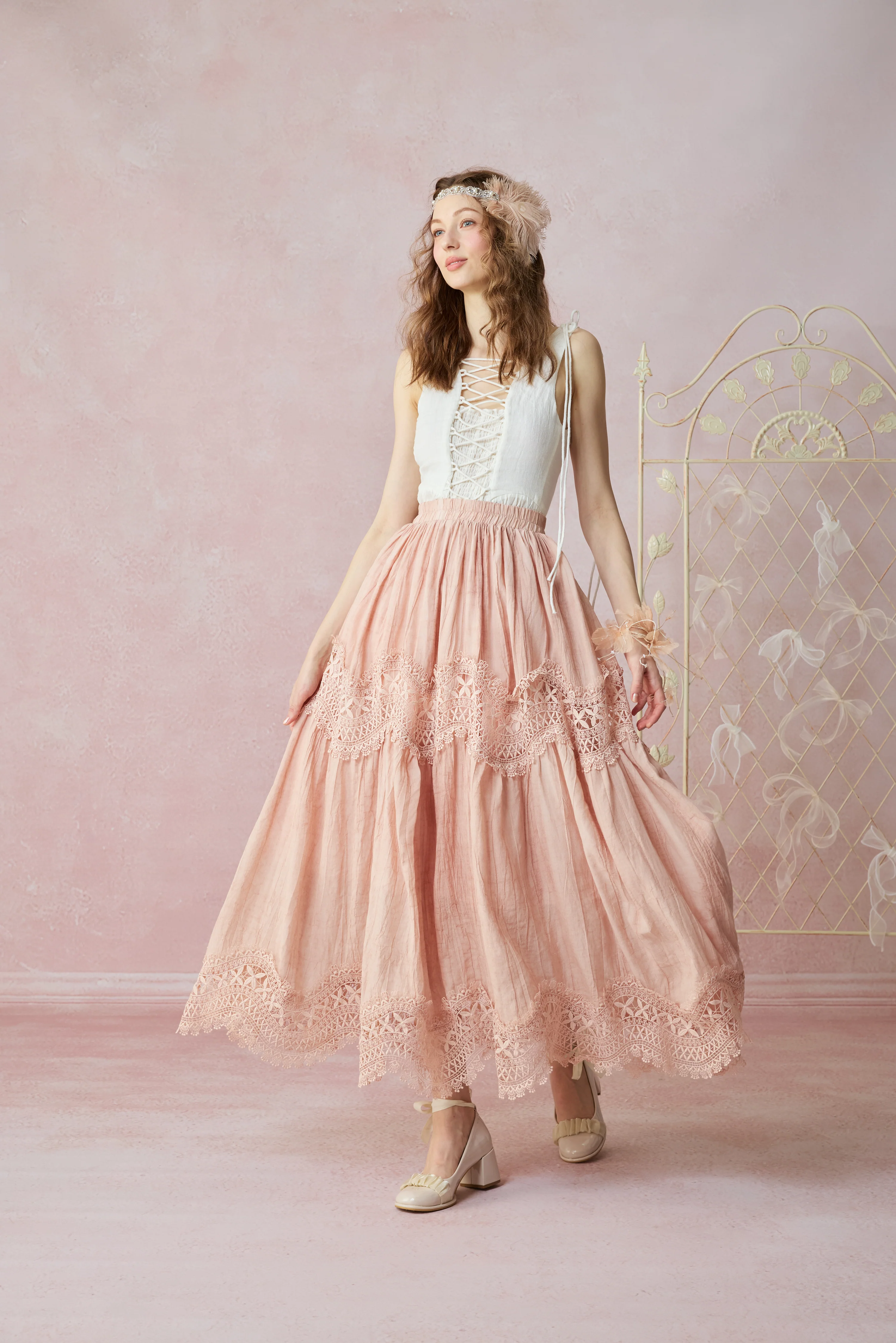 Moonstone 22 |Lace linen Maxi skirt - Image 9