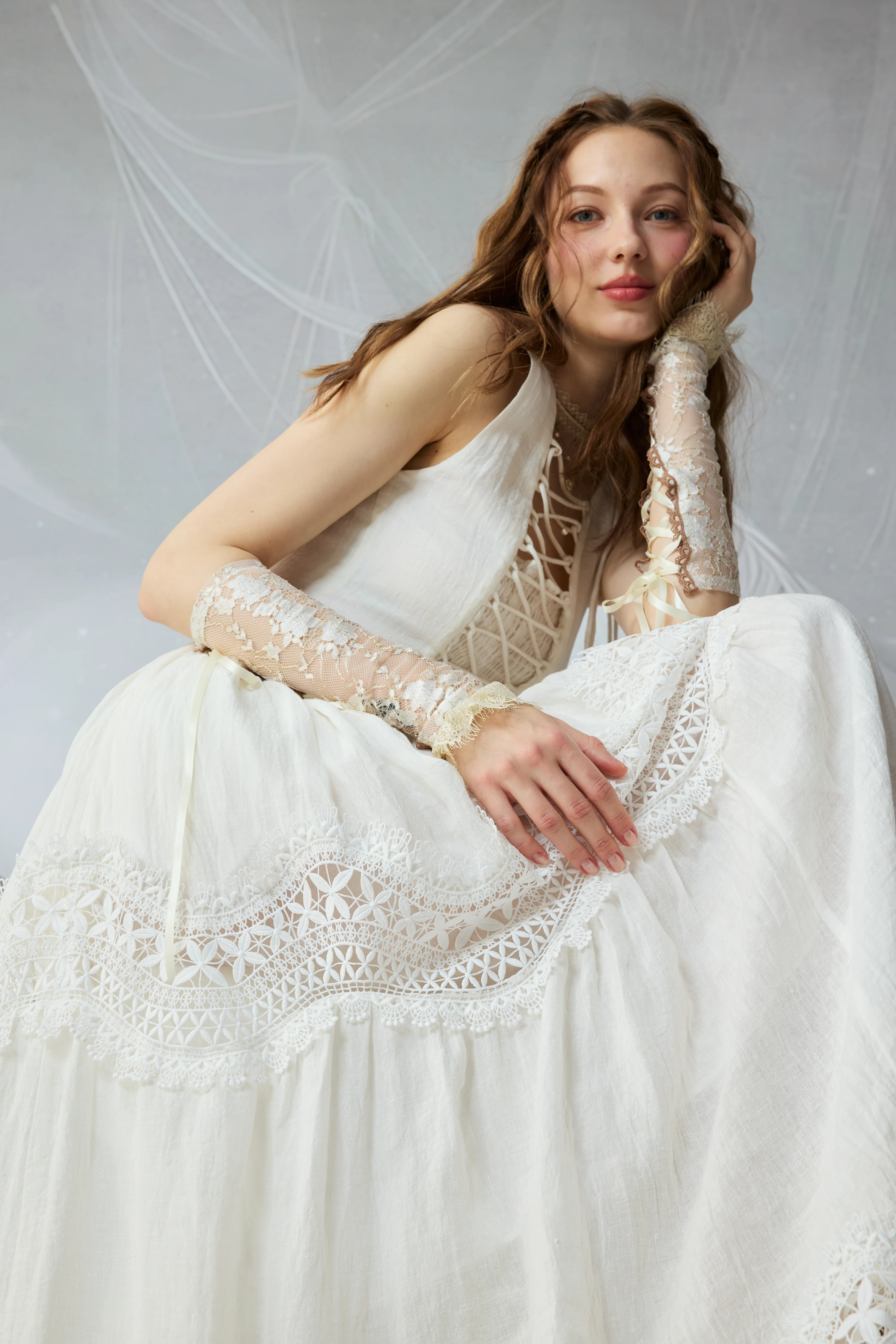 Moonstone 22 |Lace linen Maxi skirt - Image 10