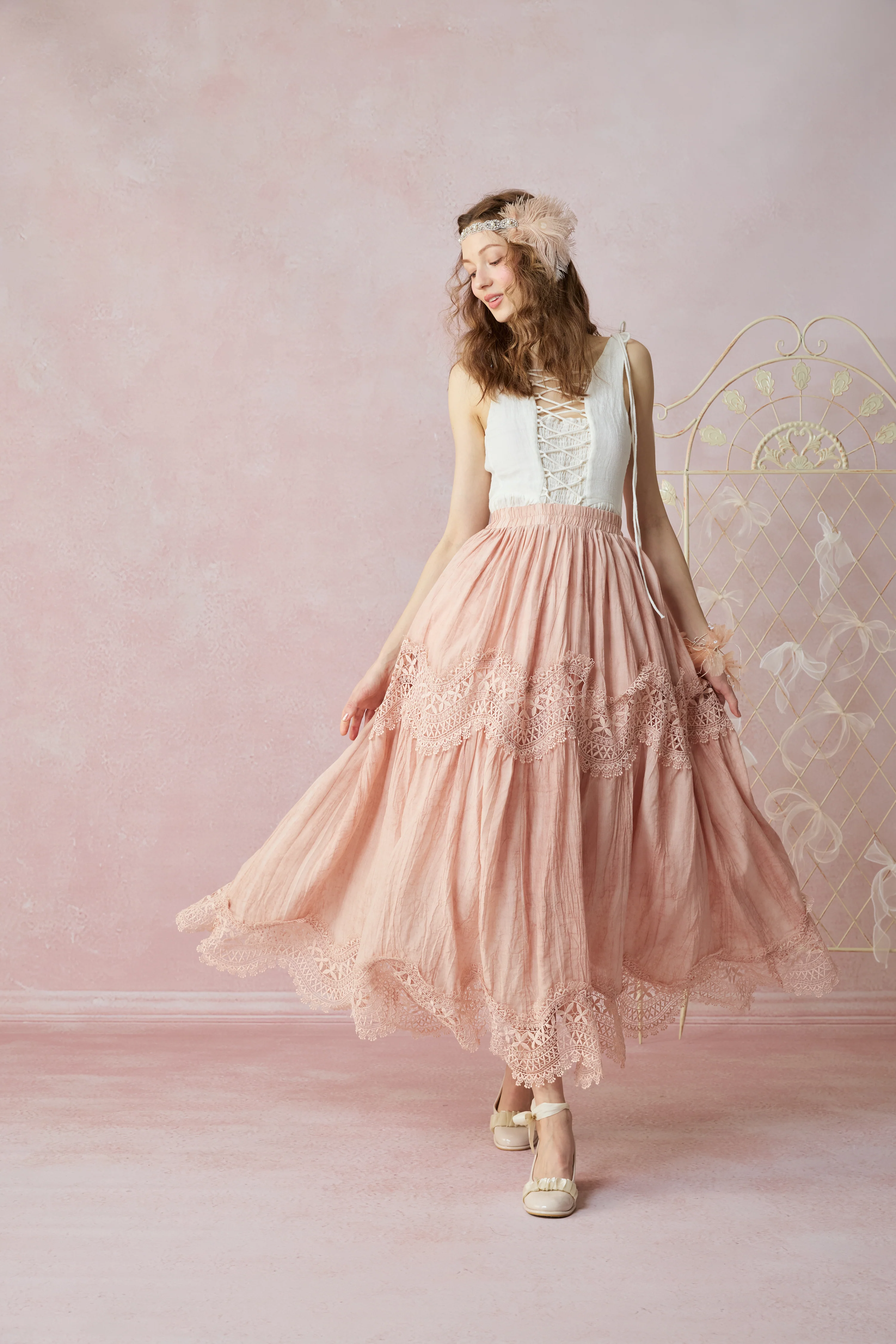 Moonstone 22 |Lace linen Maxi skirt - Image 14