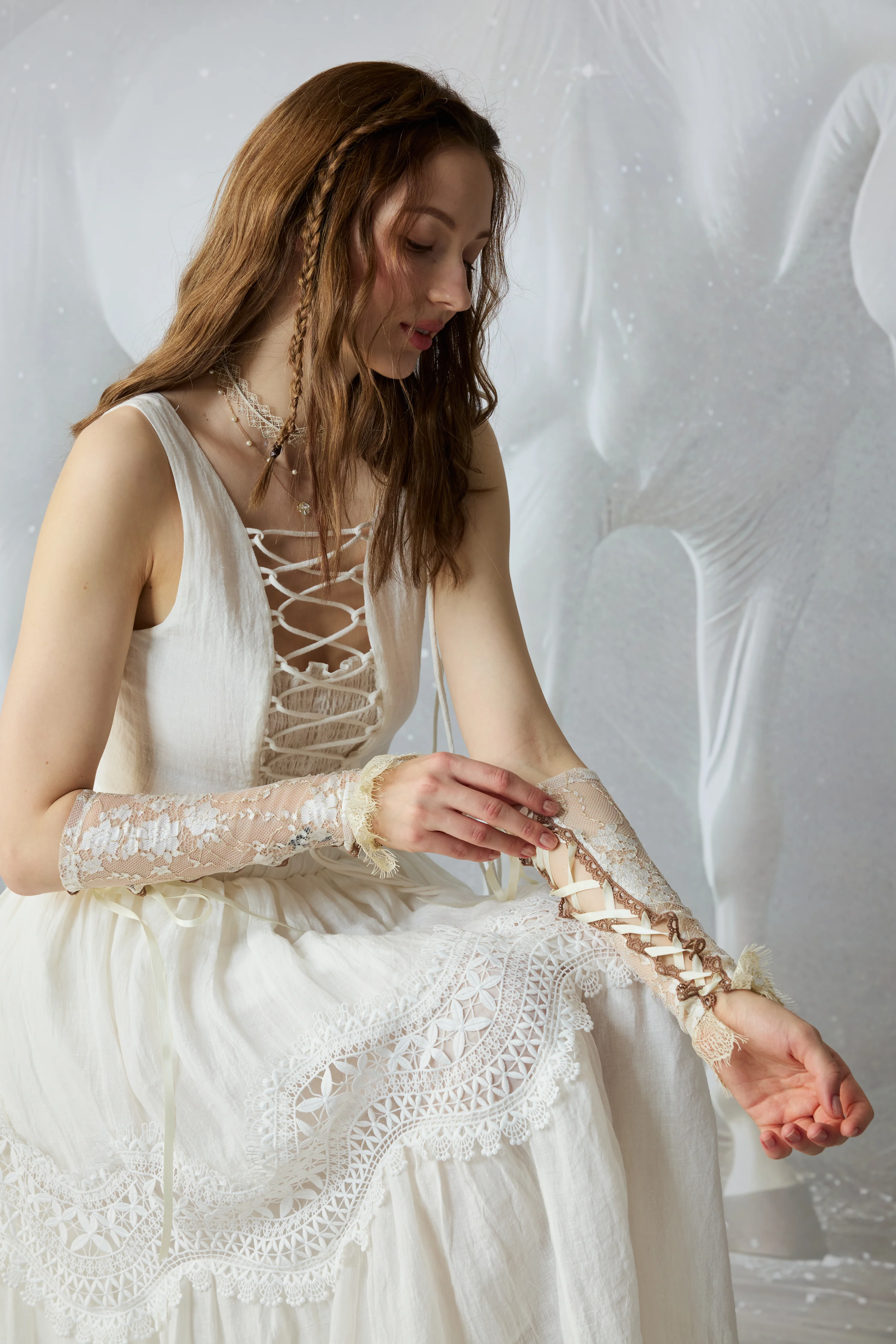 Moonstone 22 |Lace linen Maxi skirt - Image 3