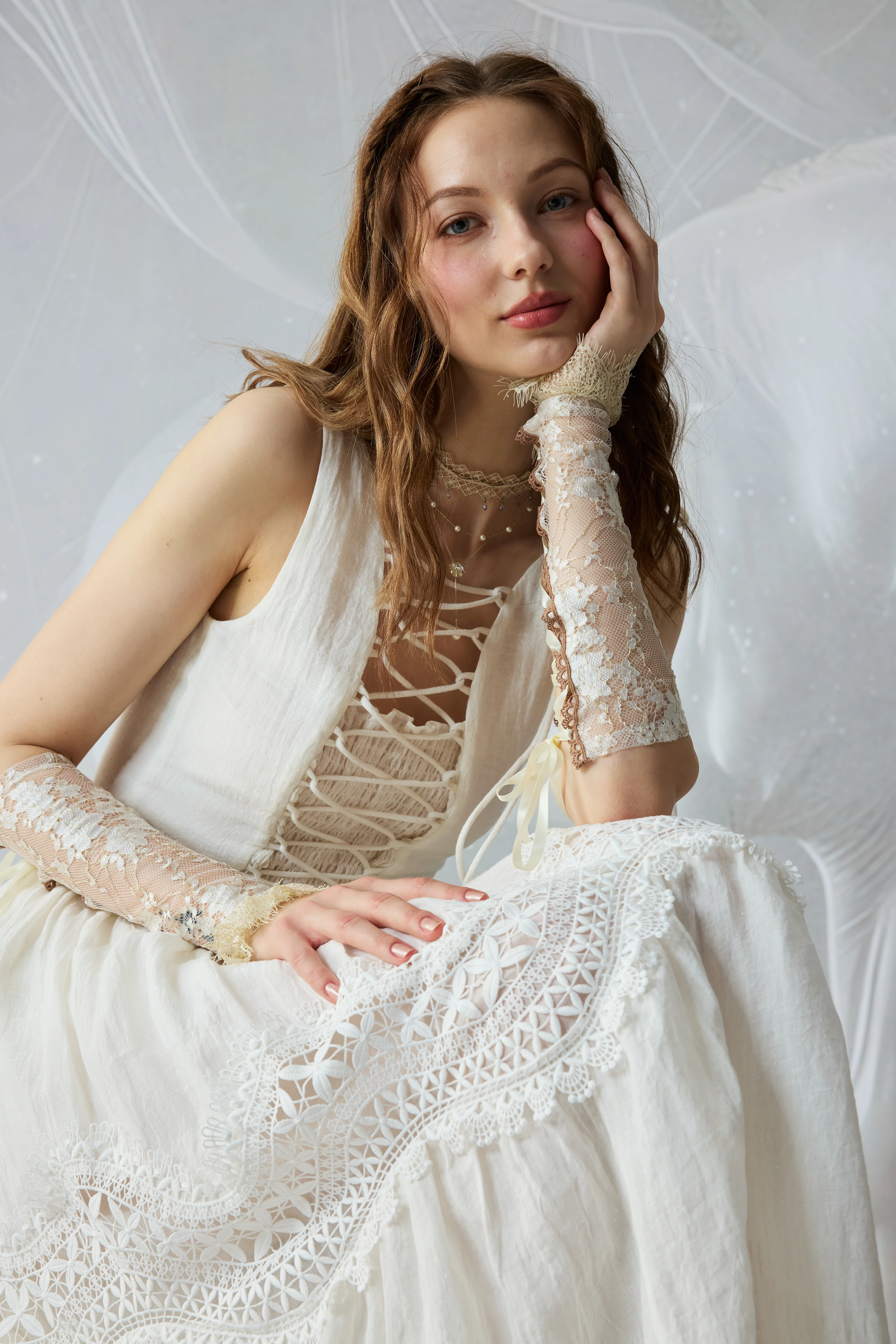 Moonstone 22 |Lace linen Maxi skirt - Image 4