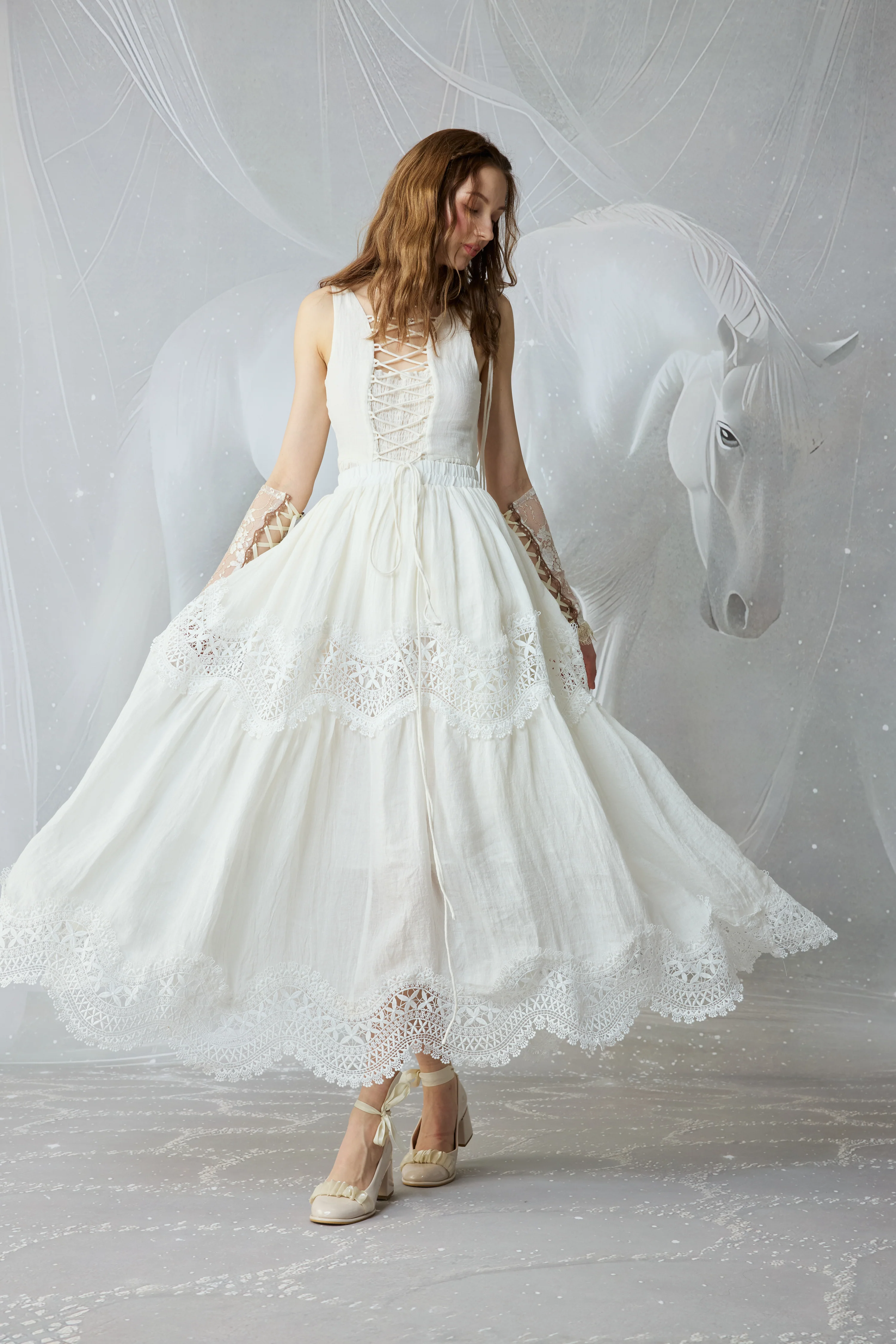 Moonstone 22 |Lace linen Maxi skirt - Image 6