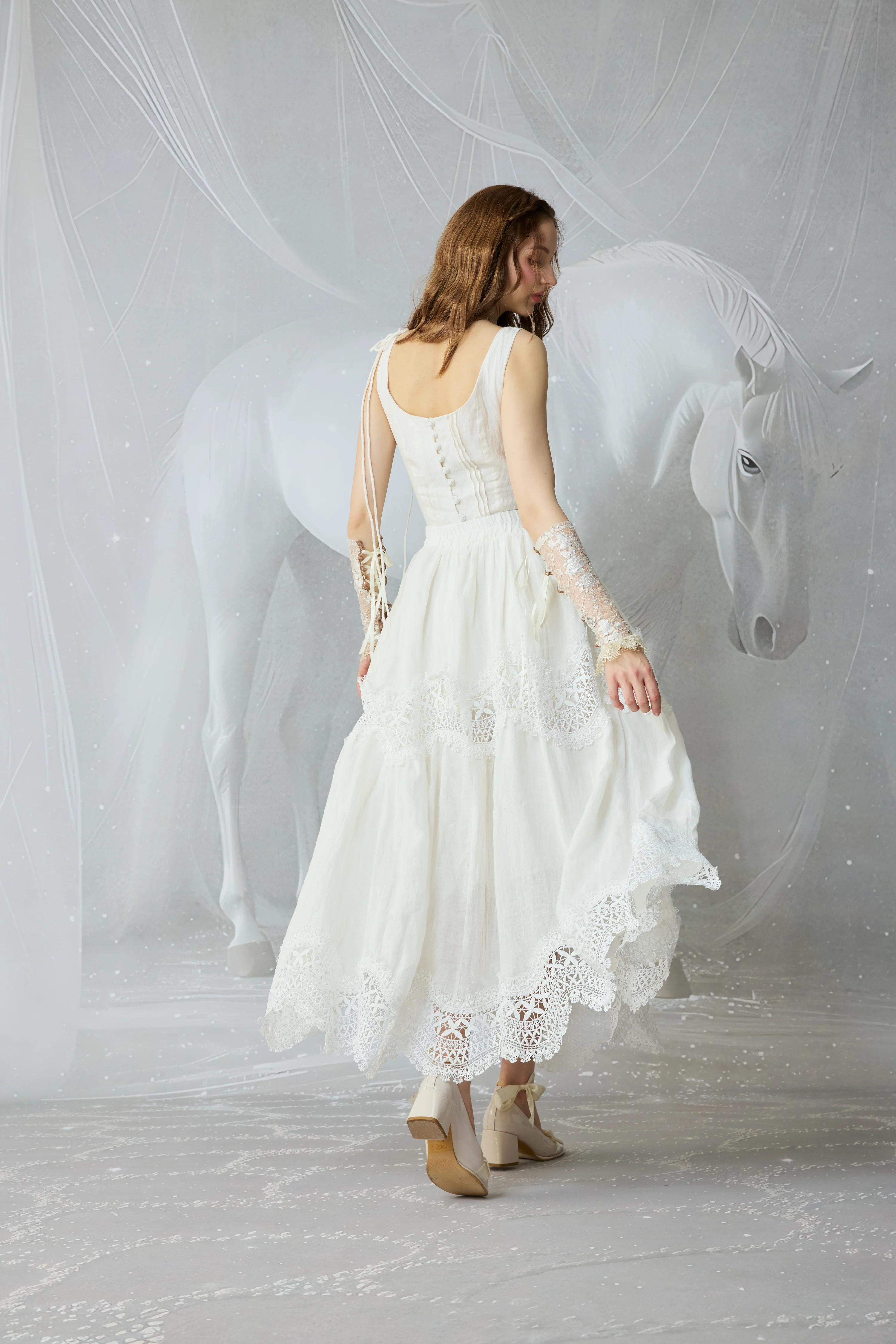 Moonstone 22 |Lace linen Maxi skirt - Image 7