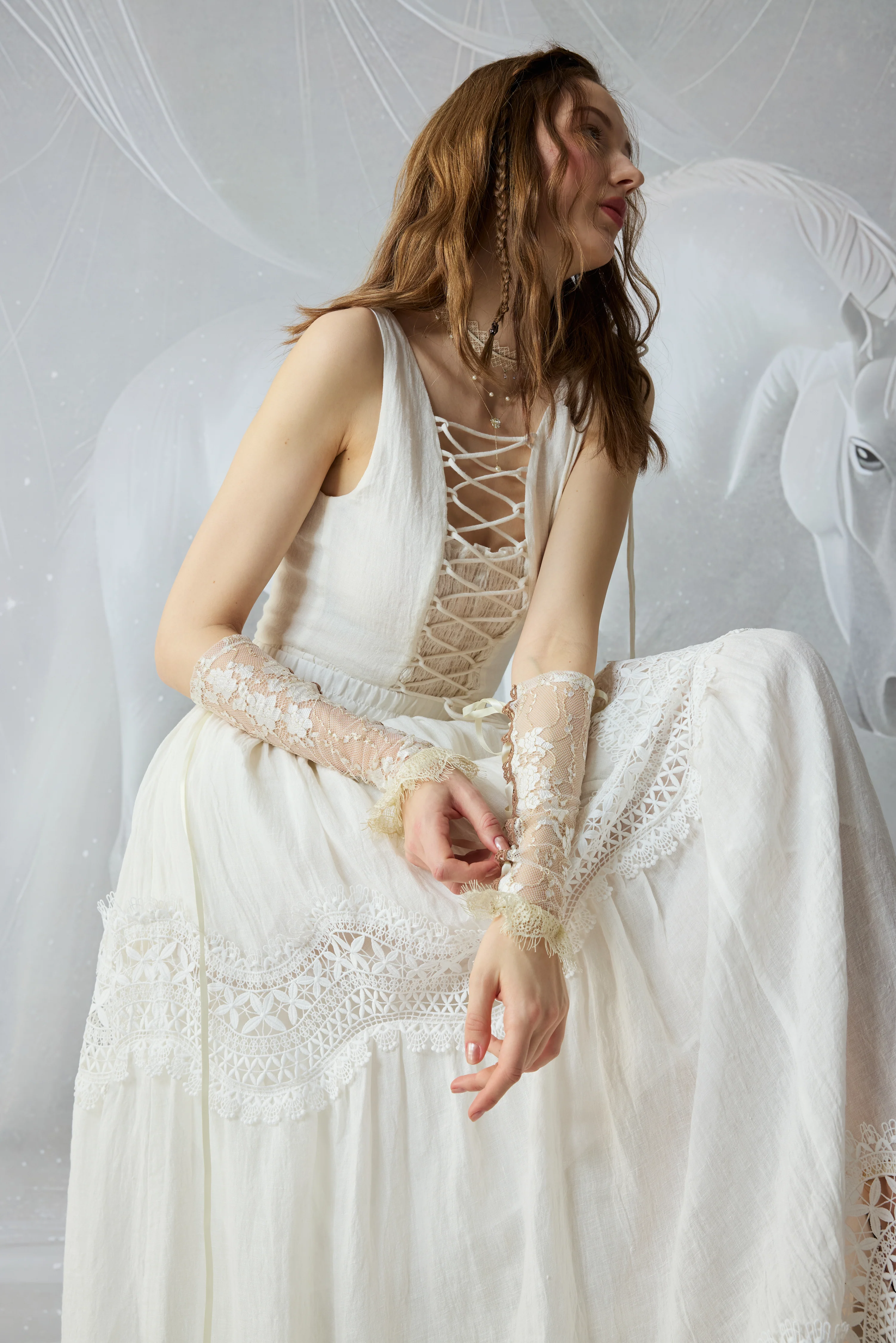 Moonstone 22 |Lace linen Maxi skirt - Image 9