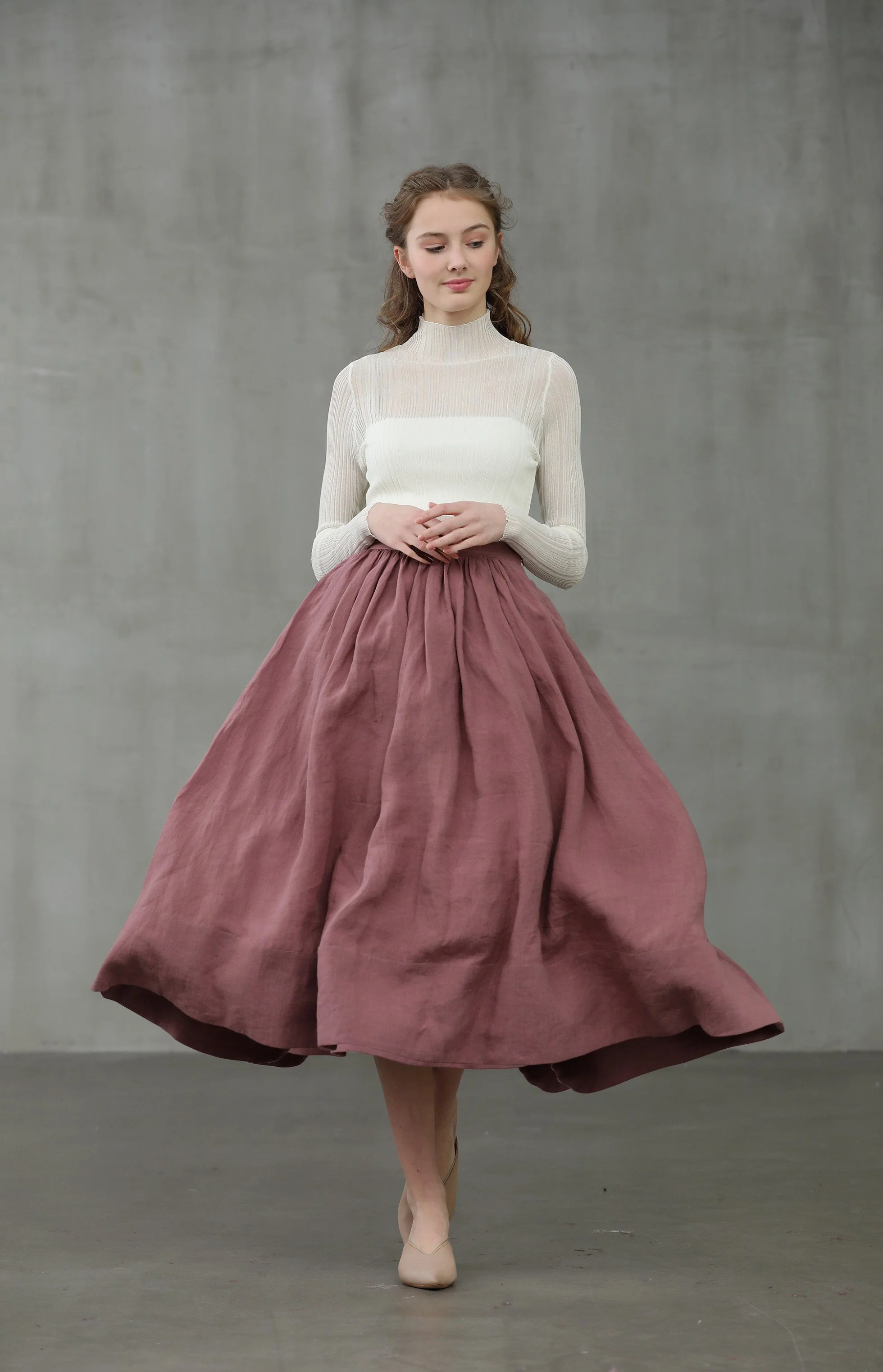 Daisy 03 | mustard yellow linen skirt - Image 7