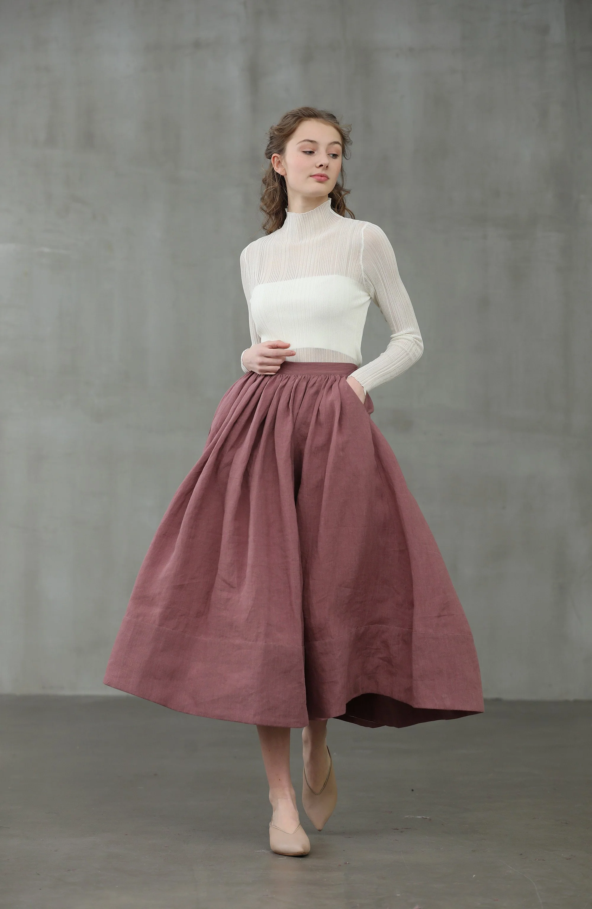 Daisy 03 | mustard yellow linen skirt - Image 8