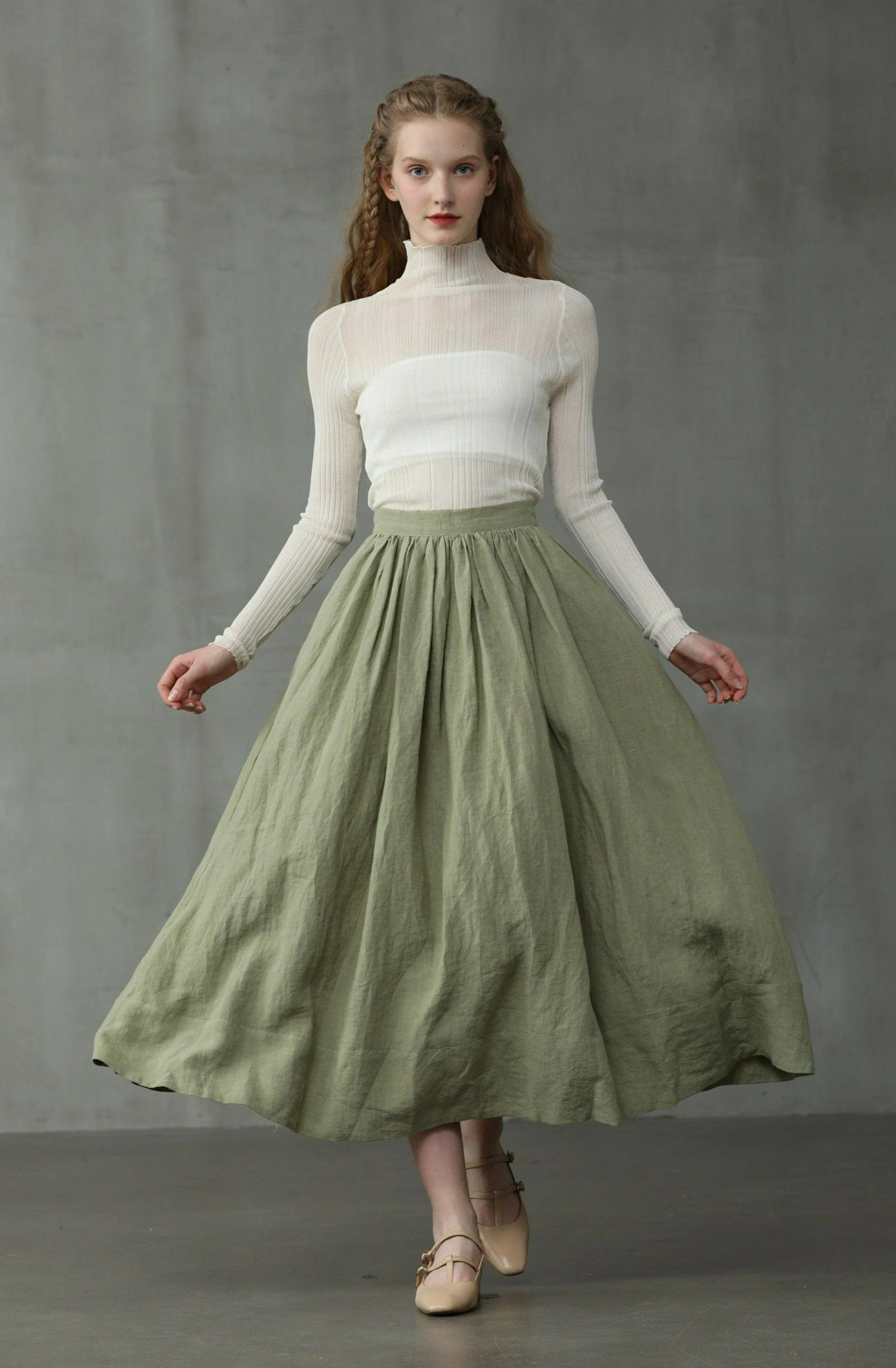 Daisy 03 | mustard yellow linen skirt - Image 9