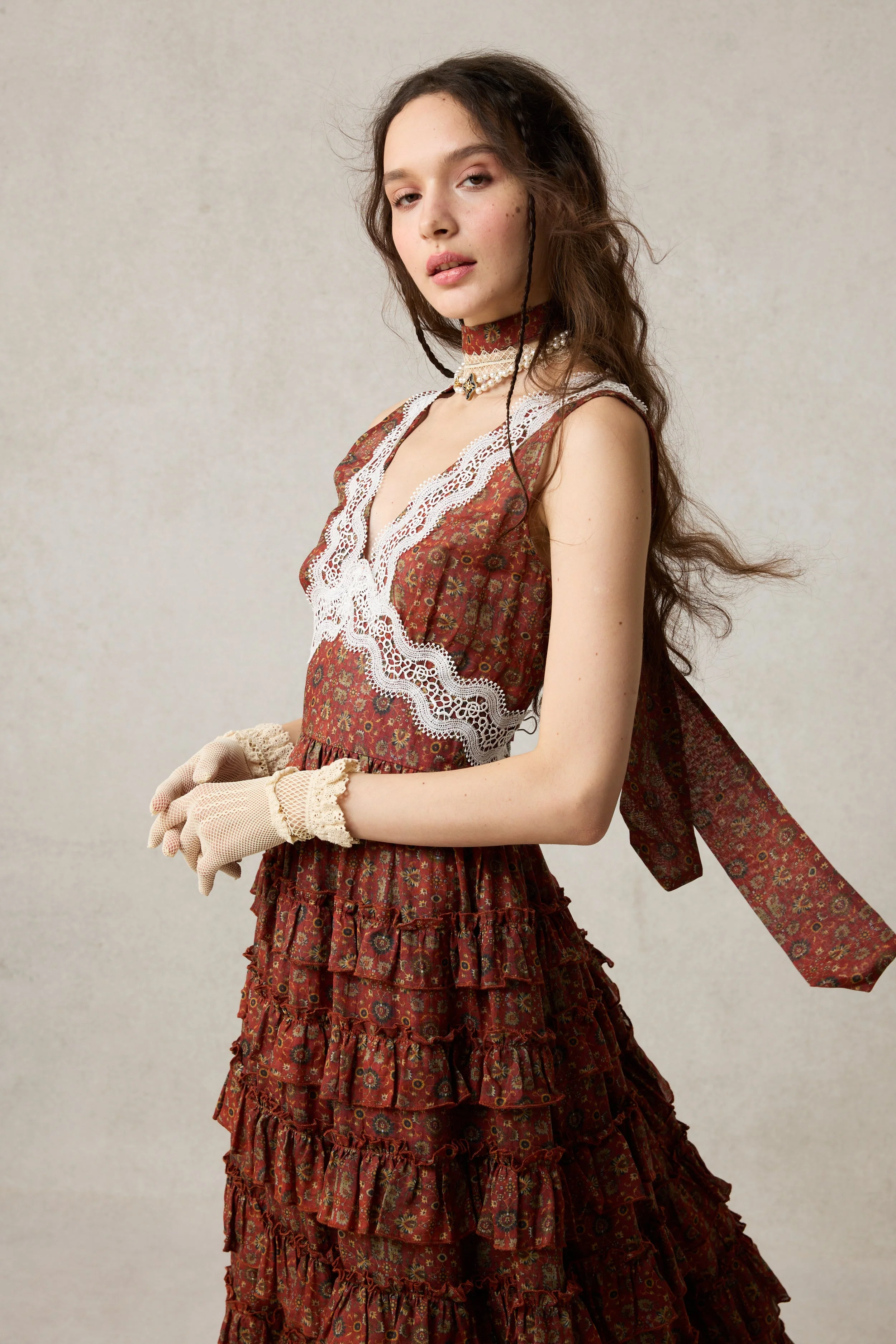 Nolita 28 |Lace & Linen Dress Gown （With Gift scarf) - Image 10