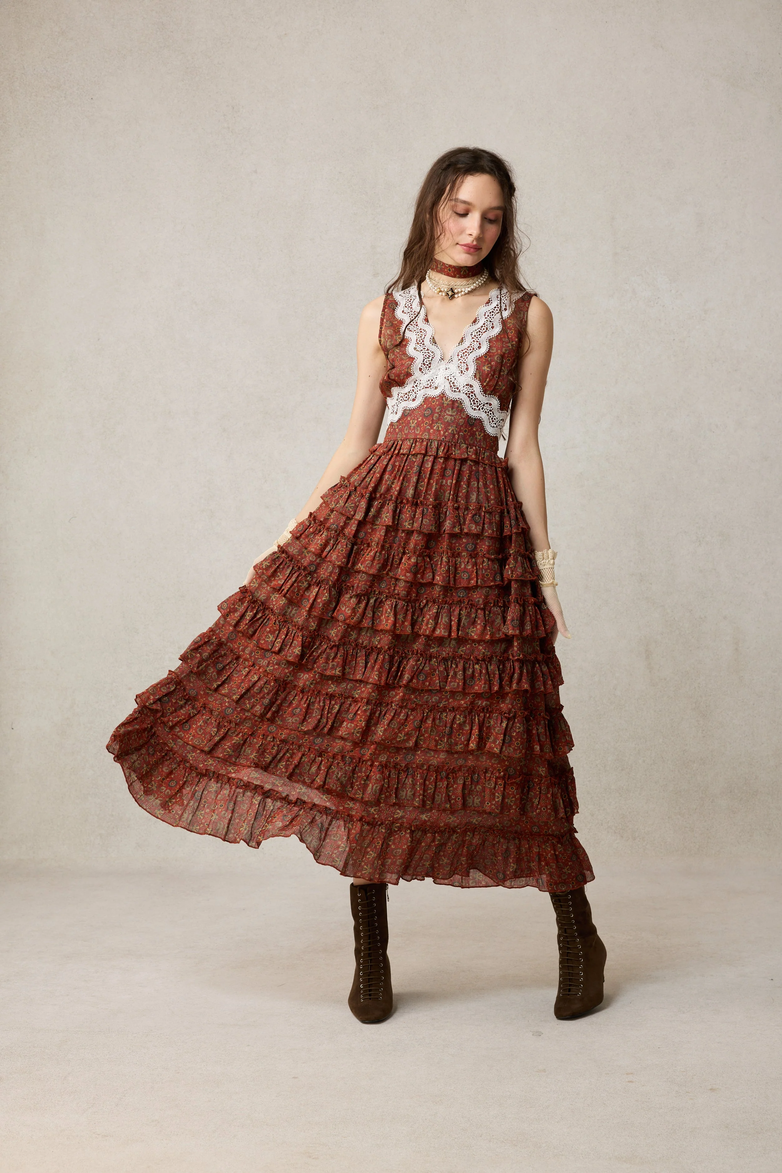 Nolita 28 |Lace & Linen Dress Gown （With Gift scarf) - Image 12