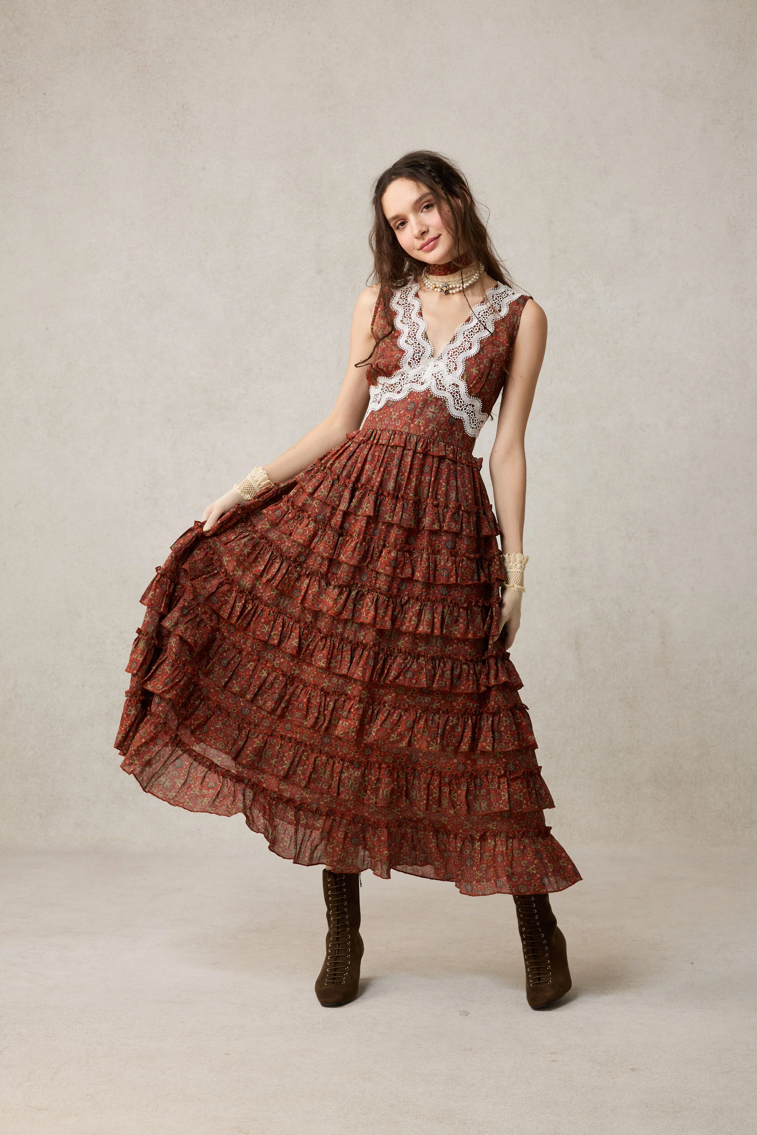 Nolita 28 |Lace & Linen Dress Gown （With Gift scarf) - Image 13