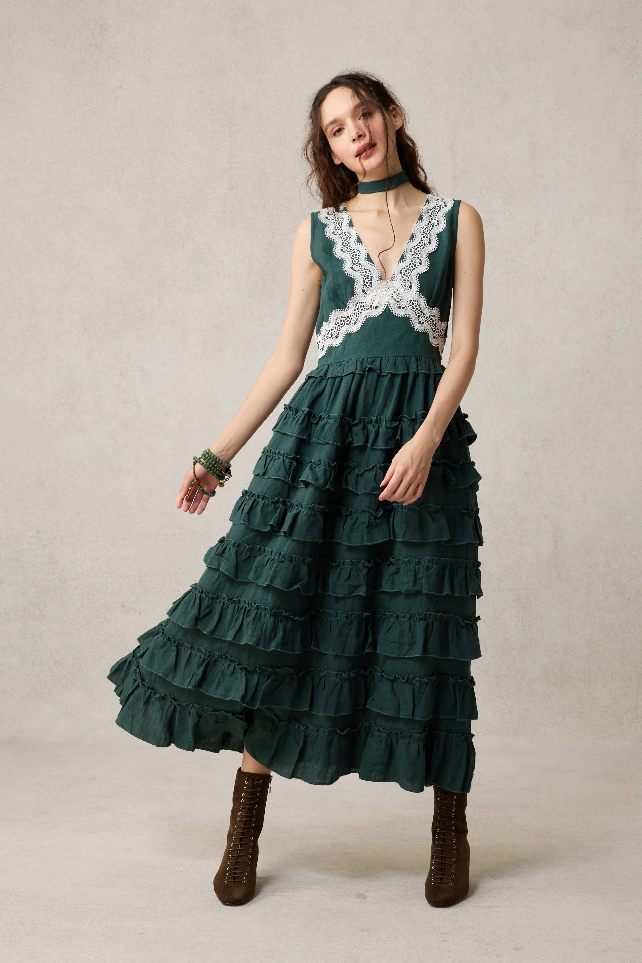 Nolita 28 |Lace & Linen Dress Gown （With Gift scarf) - Image 14