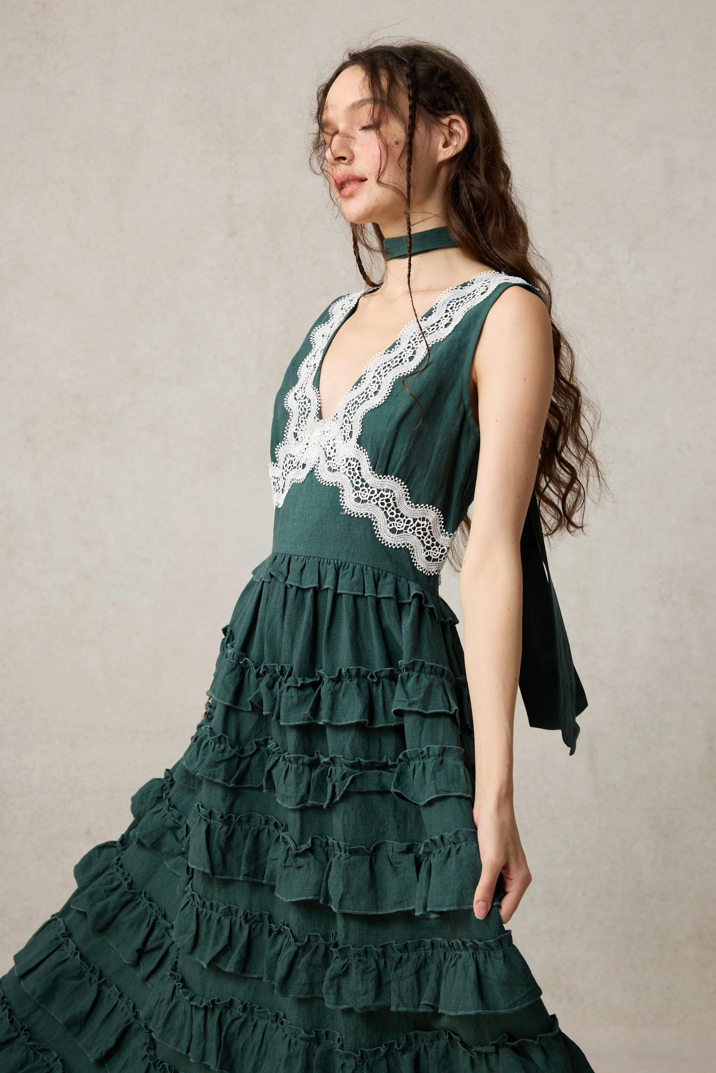 Nolita 28 |Lace & Linen Dress Gown （With Gift scarf) - Image 16