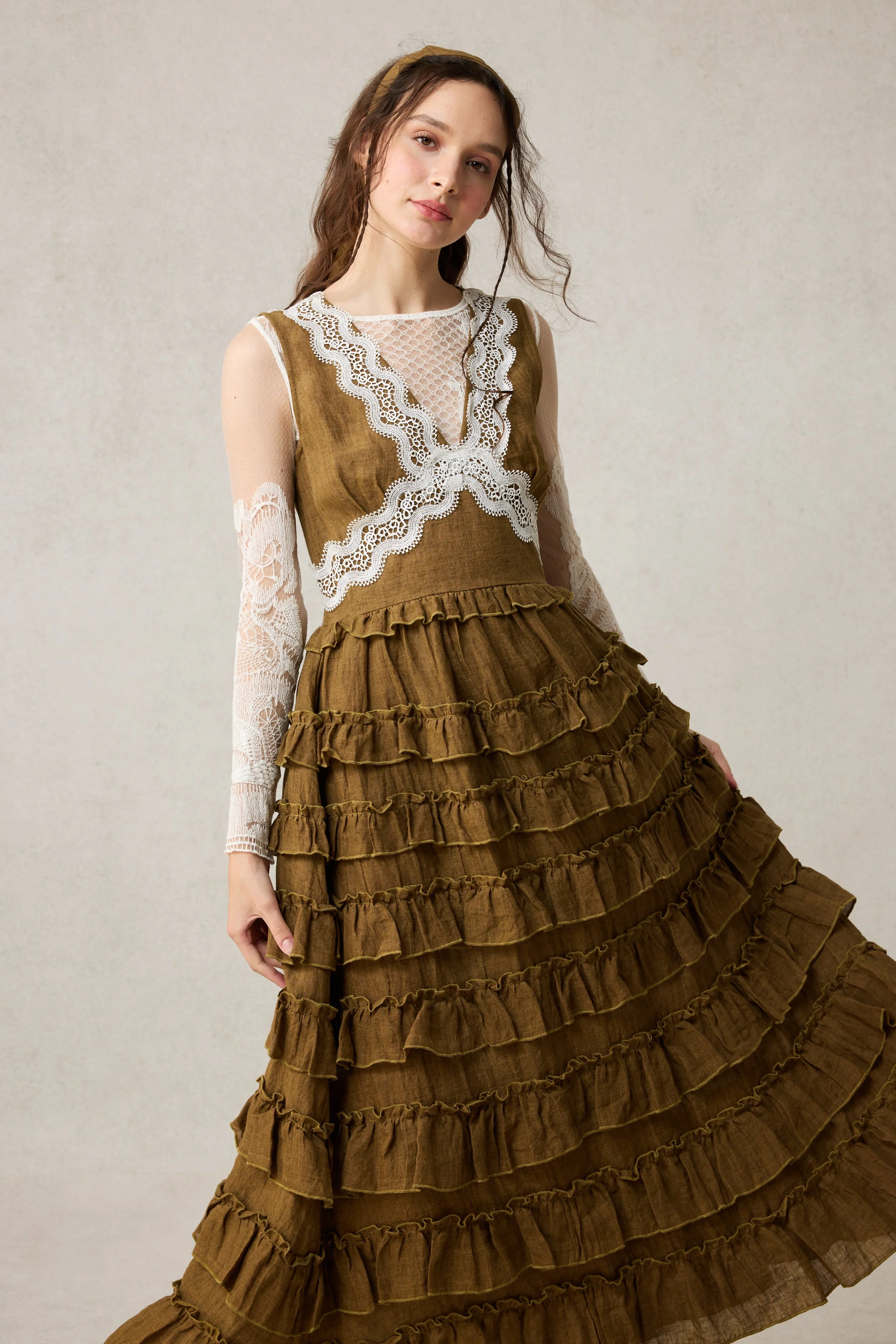 Nolita 28 |Lace & Linen Dress Gown （With Gift scarf) - Image 17
